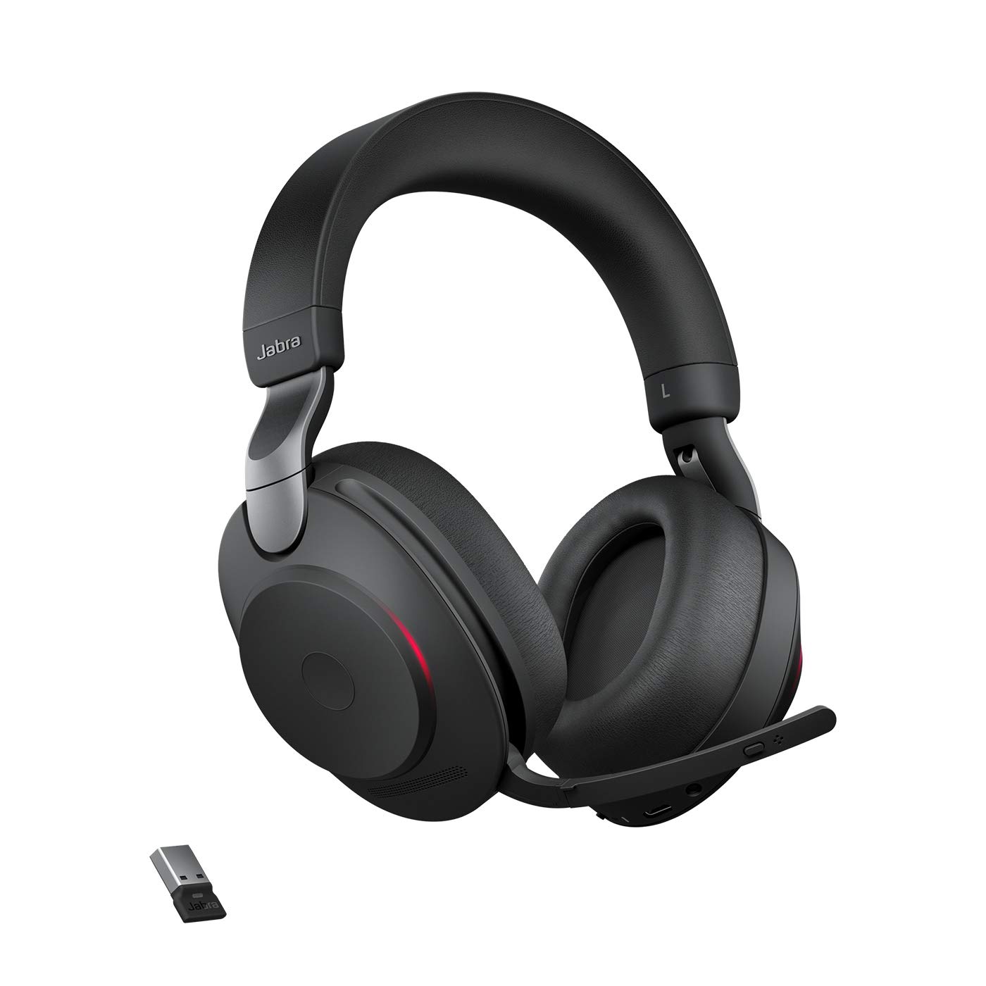 Jabra Evolve2 85 Wireless PC Headset with Active Noise Cancelling – UC Certified Stereo Headphones for Office & Remote Work – 37-Hour Battery Life – USB-A/Bluetooth Adapter – Black – Perfect for Video Calls, Online Meetings & Music Listening