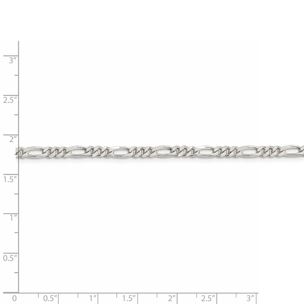Sterling Silver 3.5mm Figaro Chain Necklace for Men & Women - Diamond2Deal Durable Jewelry for Everyday Wear, Gifts & Special Occasions