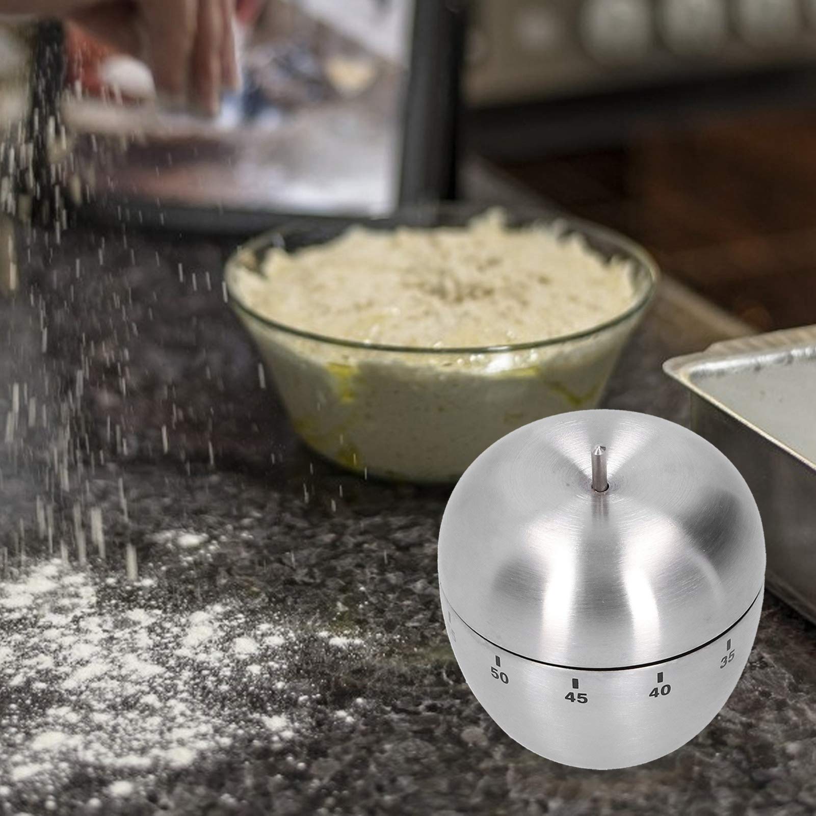 Stainless Steel Fruit Shaped Mechanical Kitchen Timer - Countdown Alarm for Cooking, Baking, Hair Coloring & More | Perfect for Home, Restaurant & Salon Use