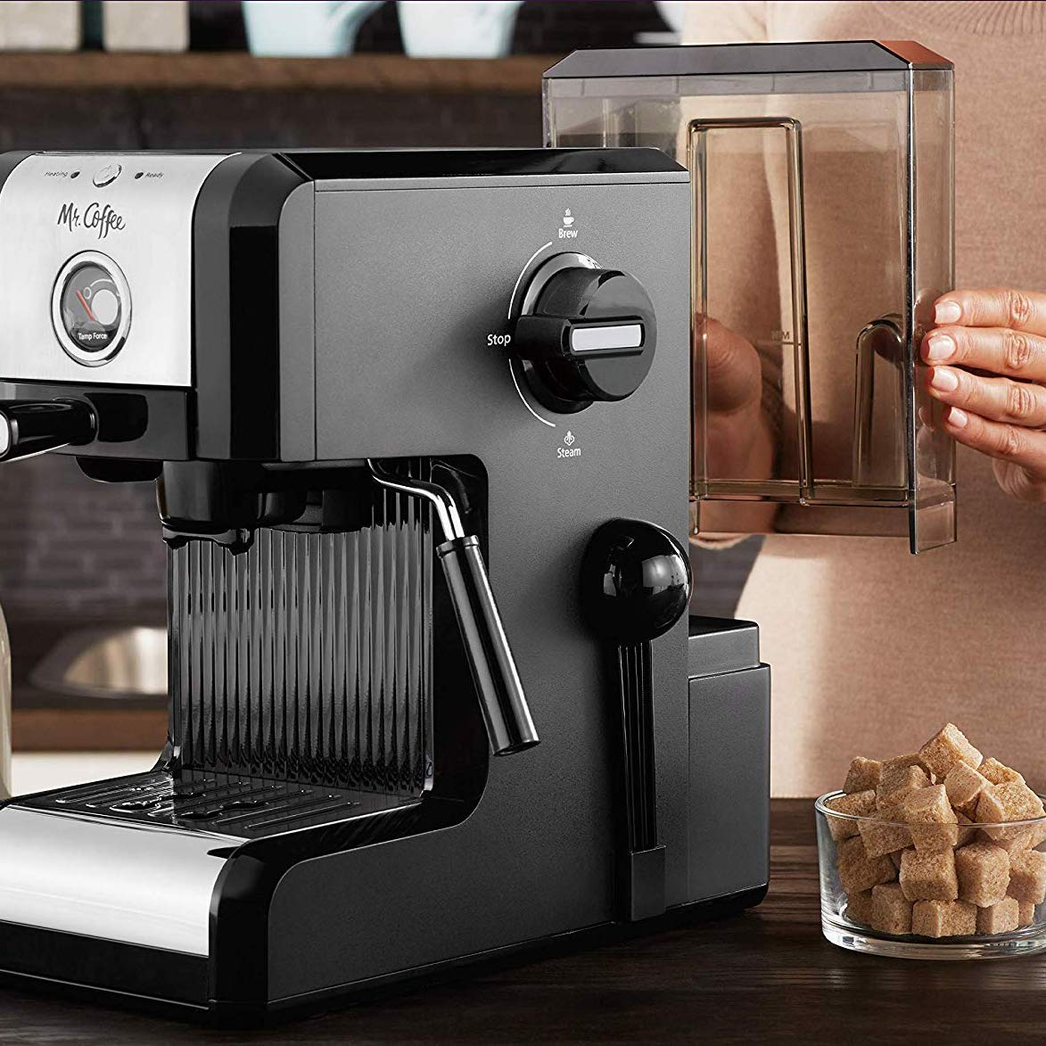 Mr. Coffee Easy Maker Espresso Machine - Authentic Pump, 6-Piece Set in Chrome/Black for Home, Office & Cafe Use | Perfect for Espresso, Latte & Cappuccino Lovers