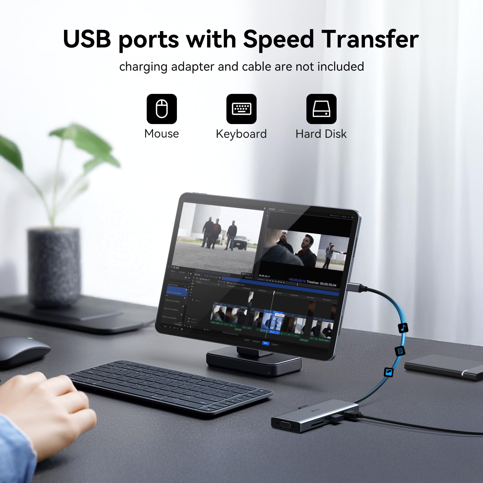 USB C Docking Station Dual Monitor HDMI Adapter for Dell HP Lenovo Laptops - 4K HDMI/VGA, 100W PD Charging, 3 USB Ports, SD/TF Card Reader - Perfect for Home Office & Multi-Screen Workstations