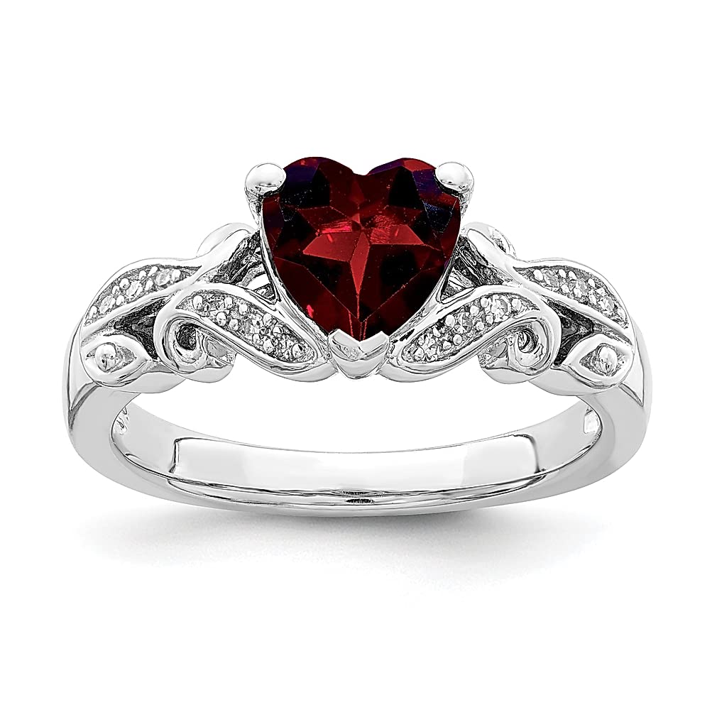 925 Sterling Silver Diamond & Garnet Ring for Women - Elegant Love Gemstone Fine Jewelry Gift for Her | Perfect for Anniversaries, Engagements & Special Occasions
