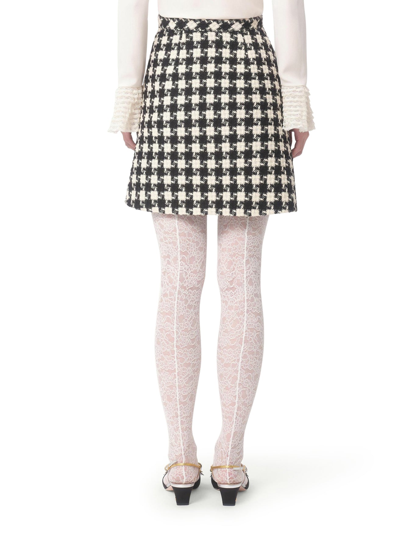 Stylish Embroidered Damier Light Tweed Skirt for Women - Perfect for Office Wear, Cocktail Parties & Spring Outfits