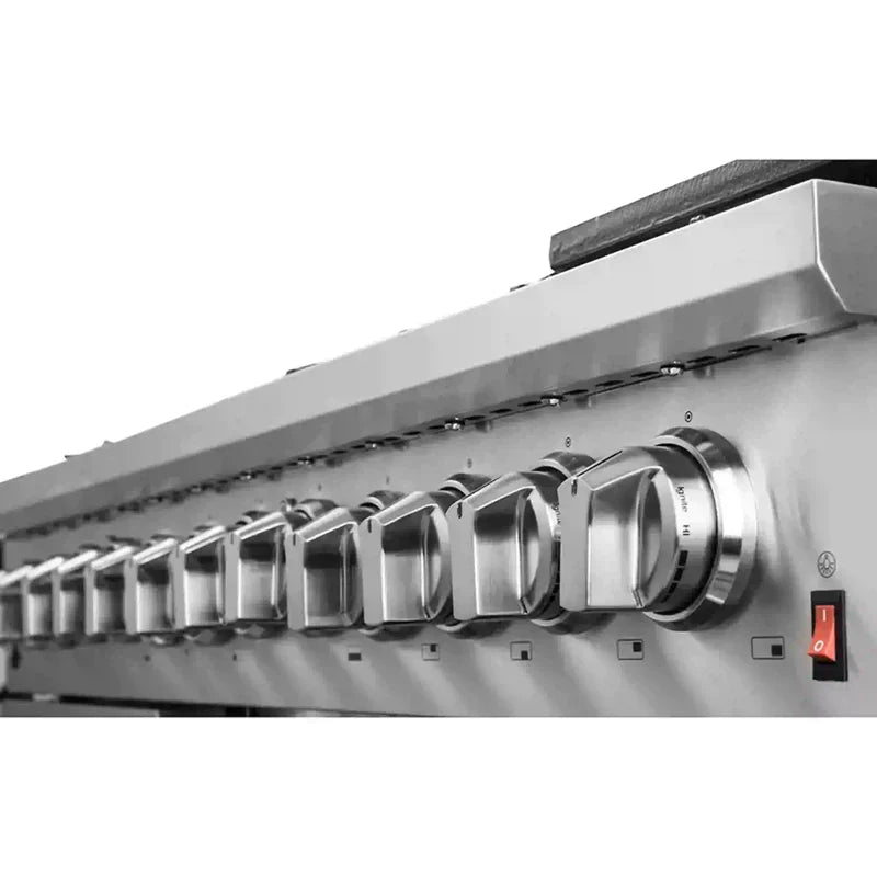 FORNO Massimo 48 Inch Freestanding Dual Fuel Range - Stainless Steel Professional Gas & Electric Oven with 6 Burners - Perfect for Home Kitchen & Restaurant Use - Model FFSGS6125 48