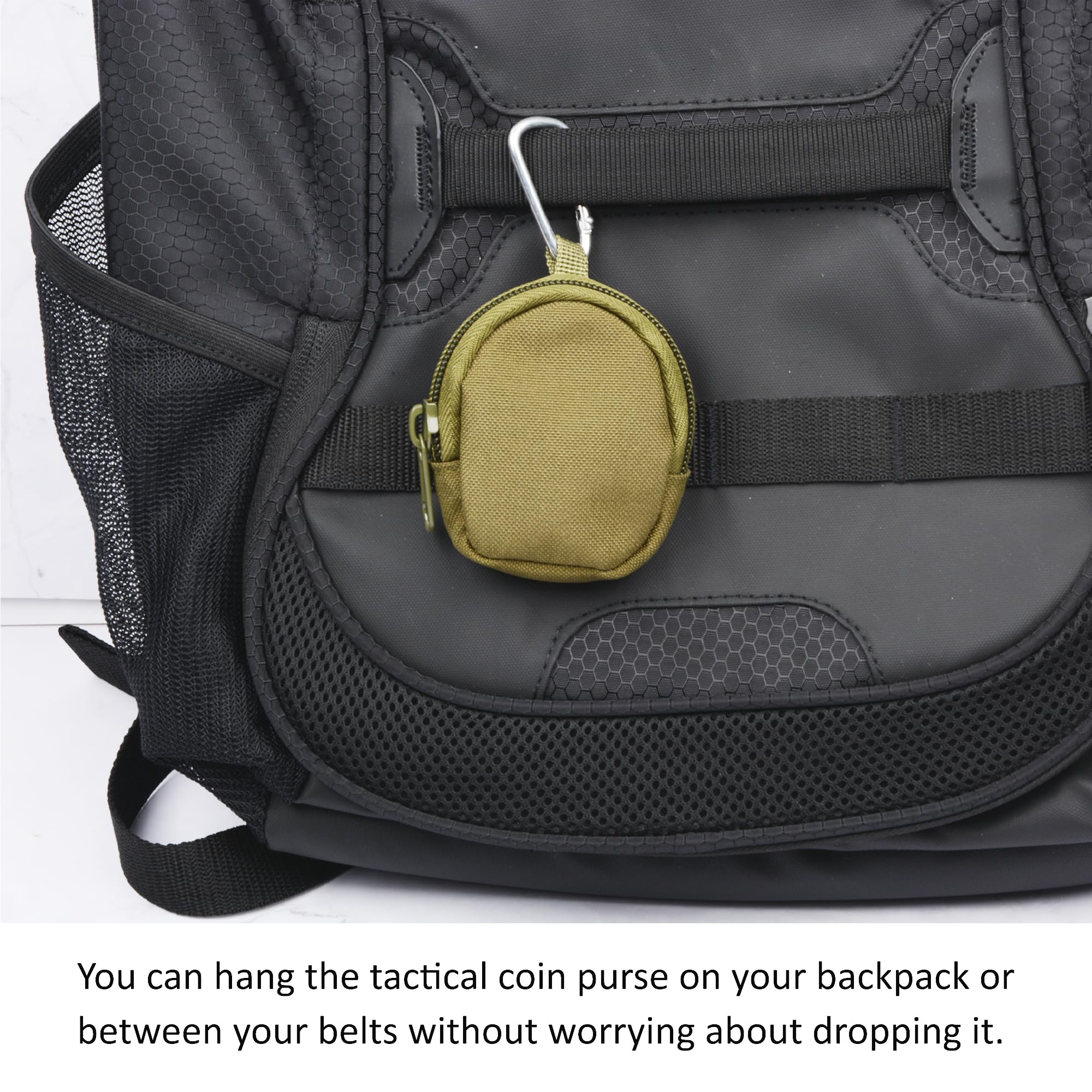 Zippered Canvas Coin Purse - Small Change Organizer Bag with Keychain for Waist Pack | Compact Wallet for Coins, Keys & Cards | Perfect for Travel, Shopping & Daily Use (Green)