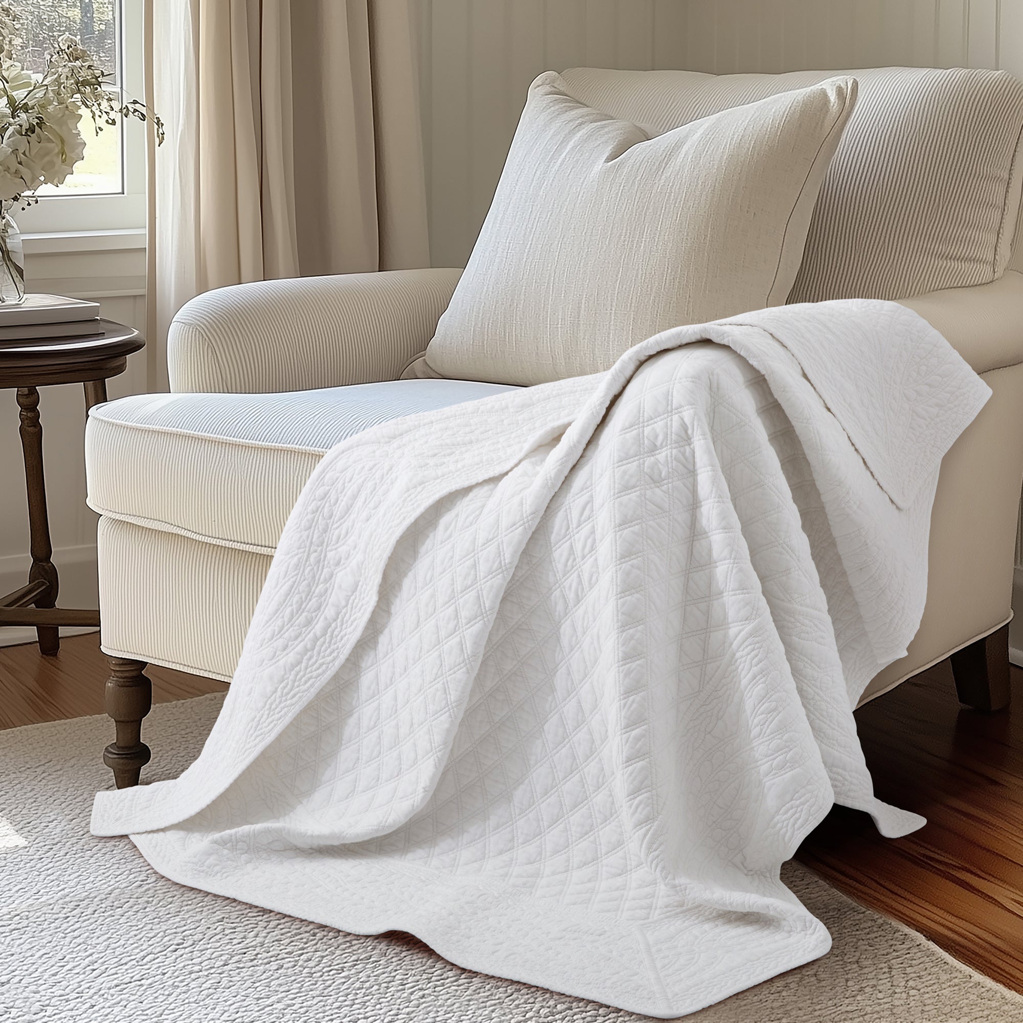 Cozy Ballou Quilted Throw Blanket - Soft Lightweight Bedspread for Couch, Sofa & Bed - Perfect for Home Decor, Gift Giving & Winter Warmth