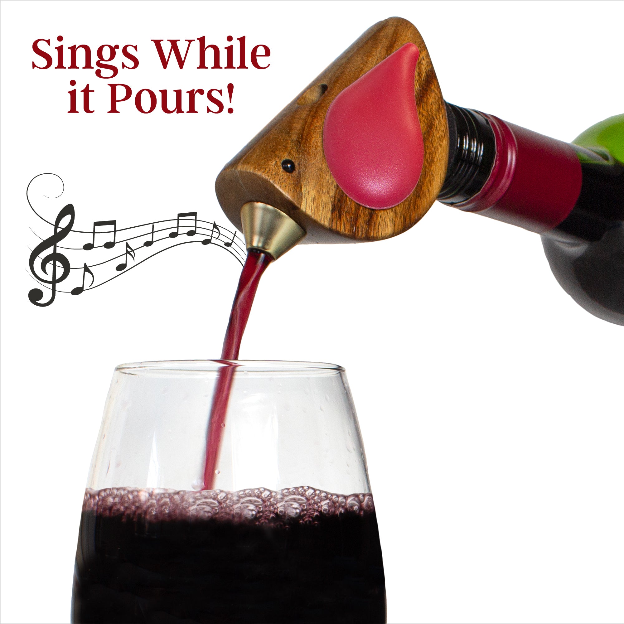 Songbird Specialties® Premium Red Bottle Pourer - Fast & Drip-Free Wine Dispenser for Home Bar, Kitchen, and Party Use