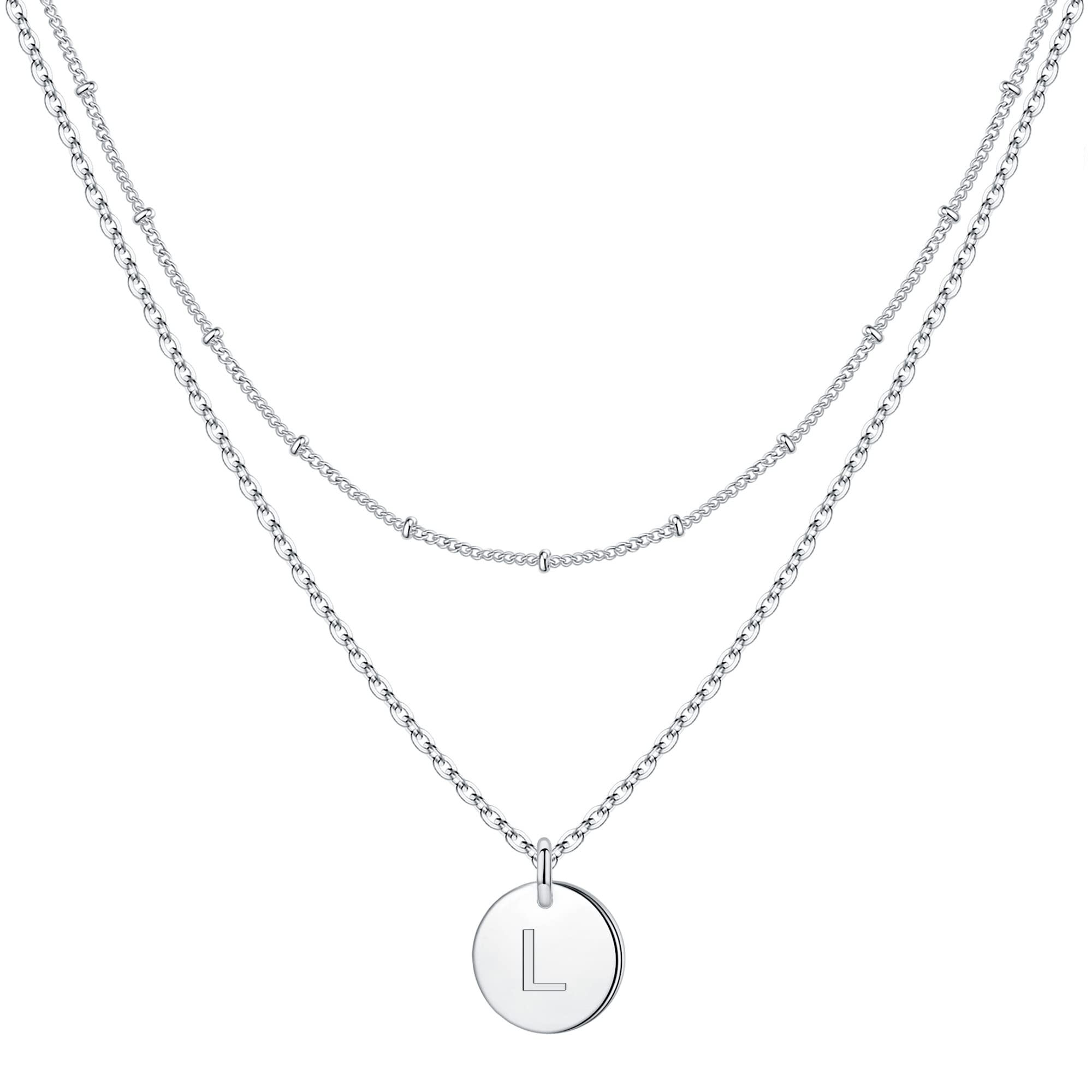 Personalized Initial Necklace for Women & Girls - Gold, Silver, Rose Gold Double-Sided Engraved Hammered Coin Pendant, Easter Gift for Teen Girls, Layered Jewelry for Everyday Wear & Special Occasions