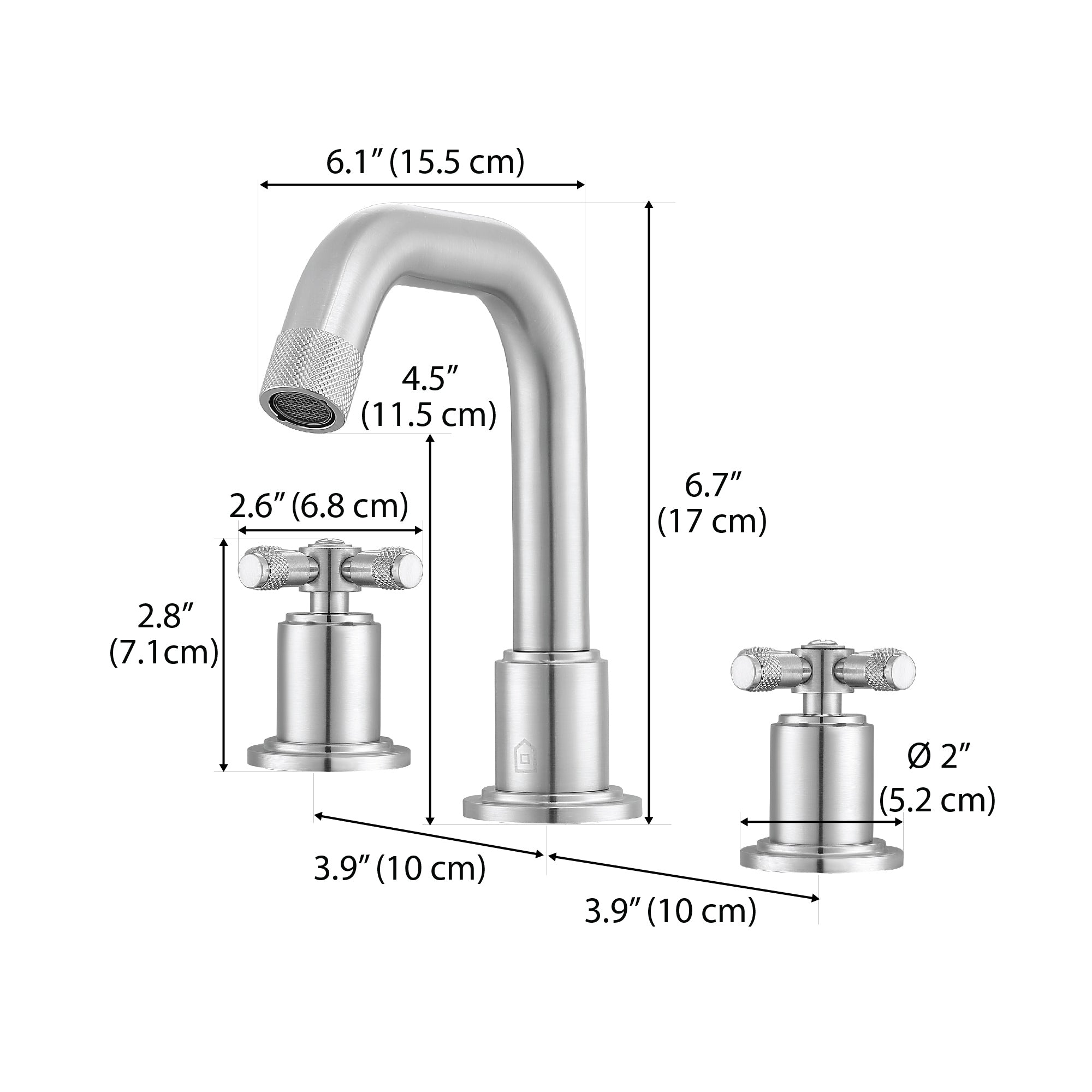 Ancona Men's Widespread Bathroom Faucet - 3 Hole Cross Handle Design in Brushed Nickel Finish for Modern Vanity & Sink Installation