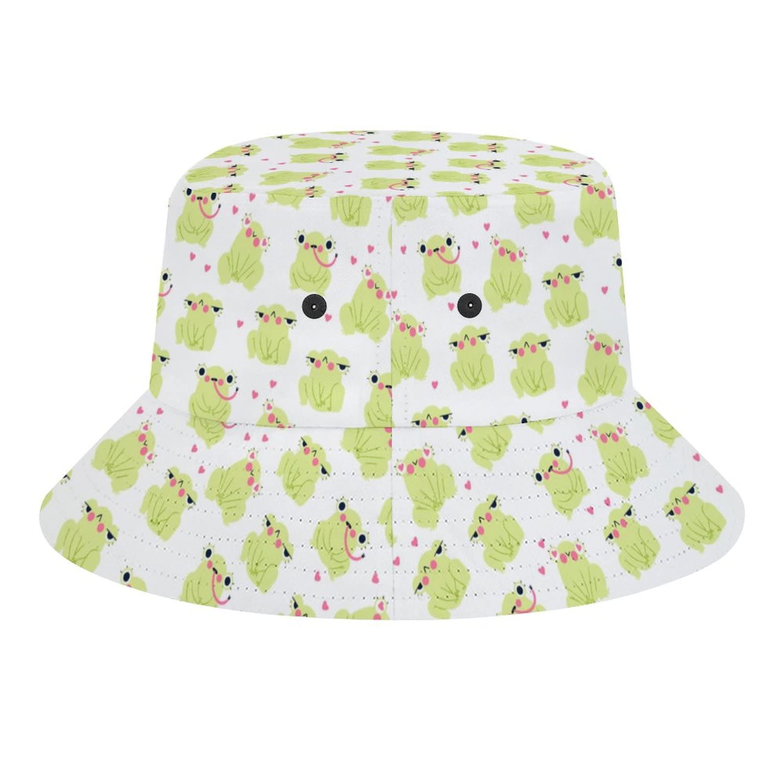 Stylish Unisex Frog White Bucket Hat - Sun Protection Packable Summer Hat for Women, Men & Teens - Perfect for Beach, Fishing, Travel & Outdoor Activities