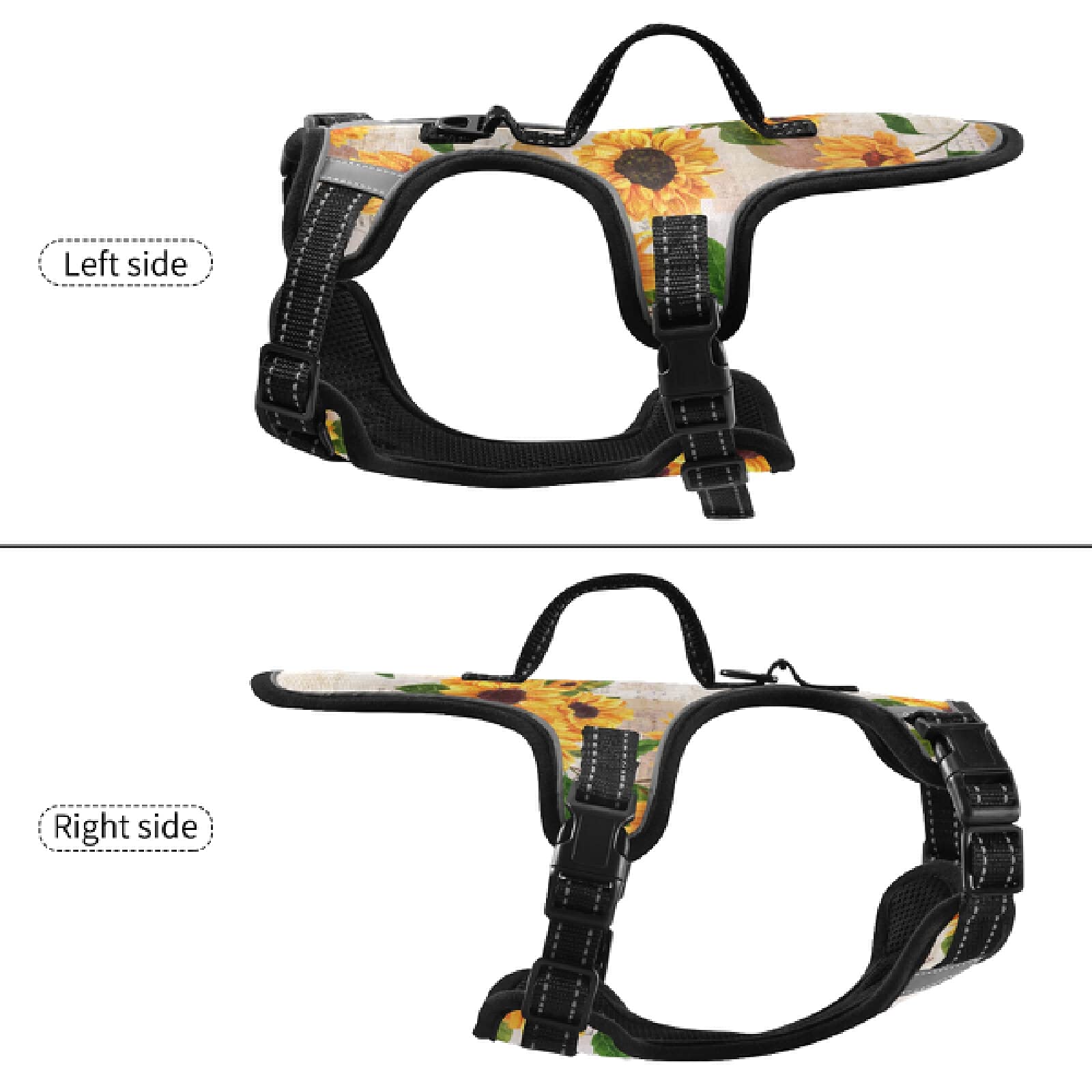 Adjustable Reflective Sunflower Pet Vest Harness for Small Dogs & Cats - Soft Padded Walking Harness with Handle for Puppies & Kittens - Perfect for Outdoor Walks, Night Safety & Daily Adventures