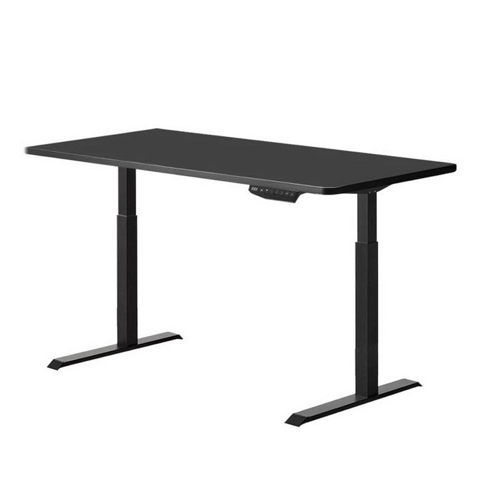 140cm Electric Height Adjustable Standing Desk - Single Motor Sit Stand Workstation with Black Frame & Desktop for Home Office & Workspace - Perfect for Remote Work, Gaming & Study Setup