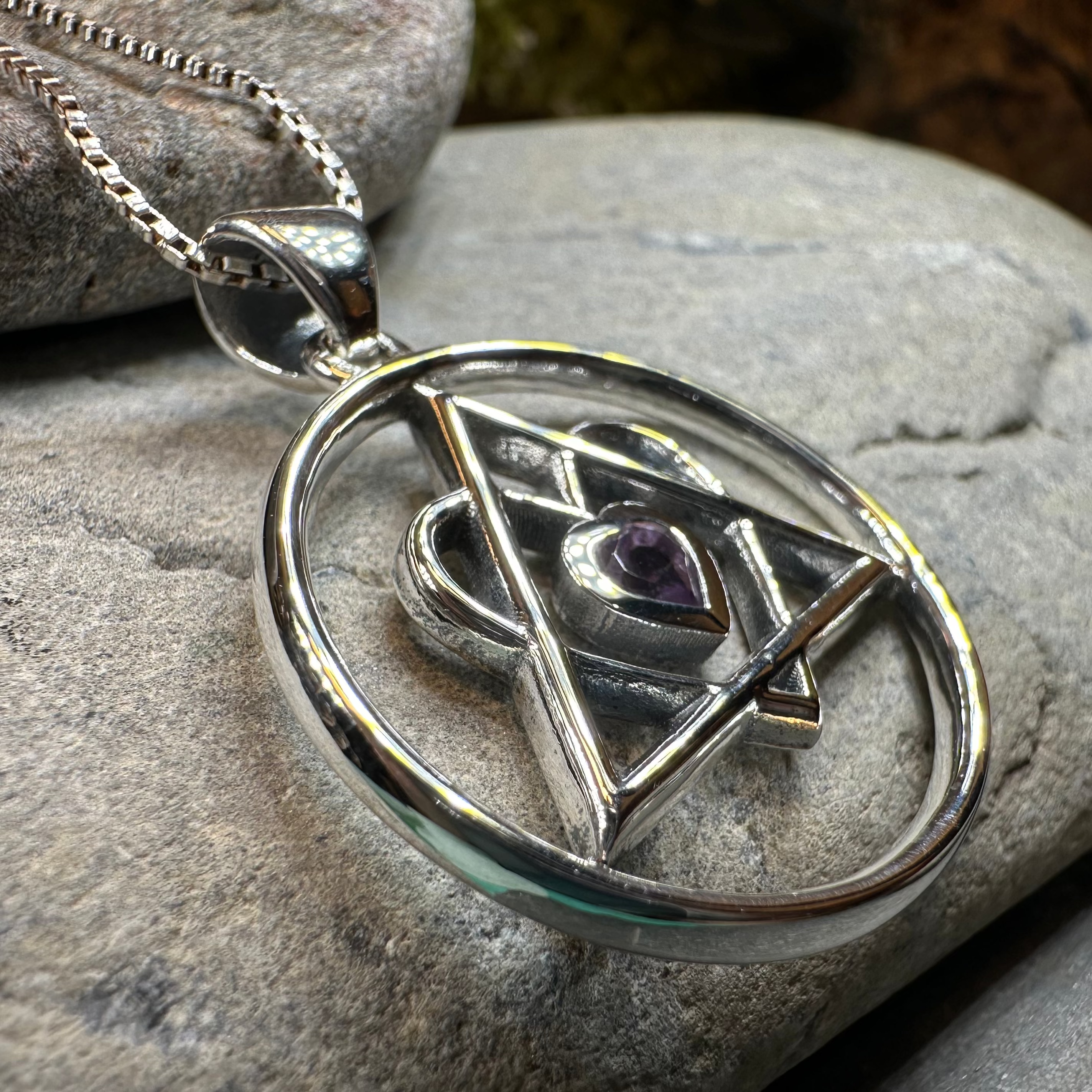 AA Sobriety Necklace - Genuine Amethyst Heart Pendant for Recovery & Support | Spiritual Healing Jewelry for Women & Men | Perfect Sobriety Gift for 12-Step Programs