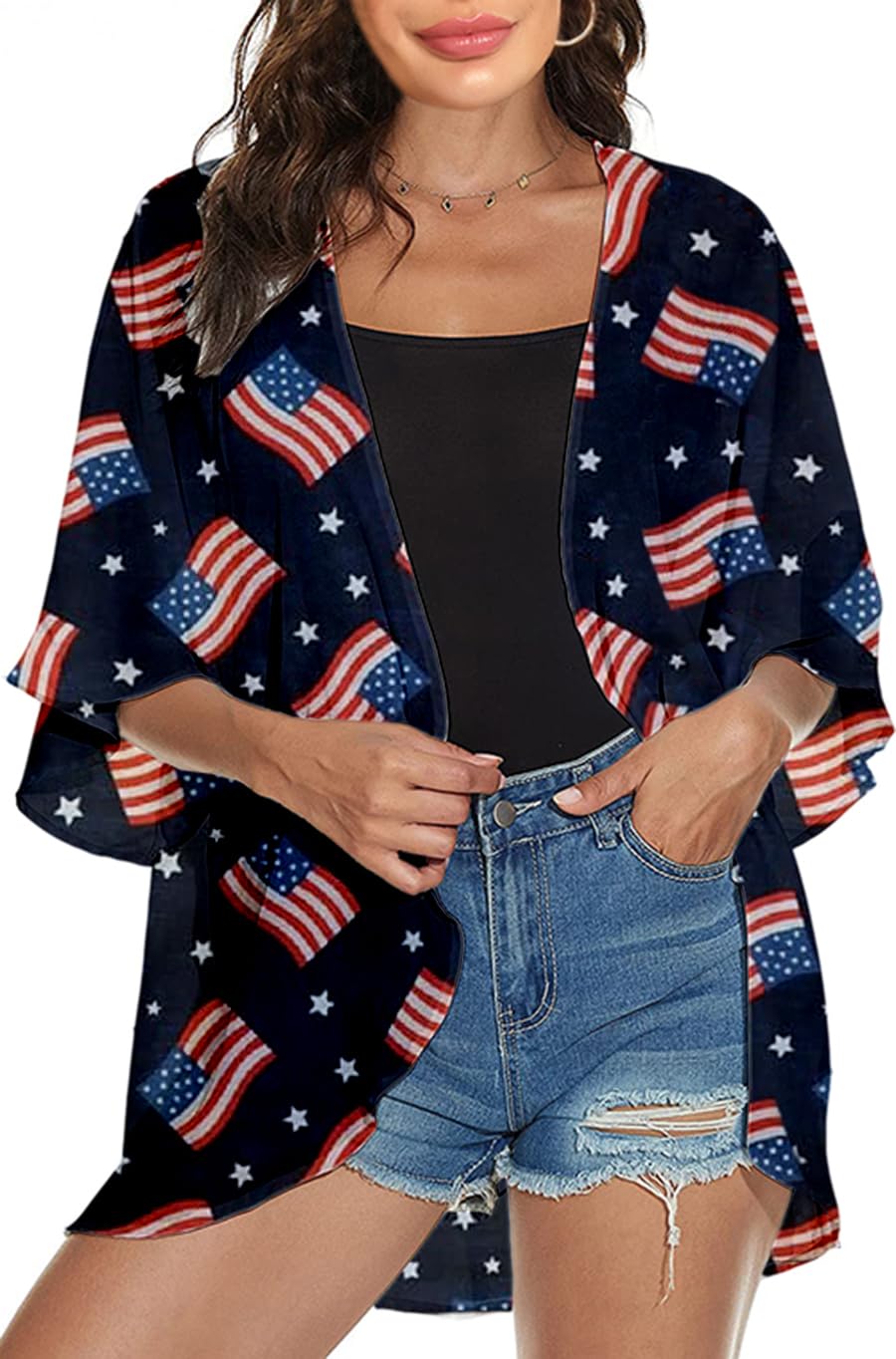 Women's Lightweight Beach Kimono Cardigan Cover Up - Holiday Vacation Swimwear Cover-Up, Casual Summer Tops for Pool, Beach & Boho Outfits