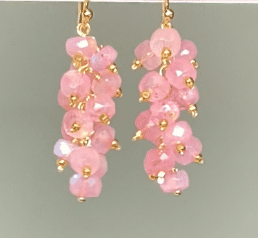 Pink Moonstone Cluster Tassel Earrings – Natural Gemstone Dangle Earrings for Women | Perfect for Boho Chic, Wedding & Party Jewelry