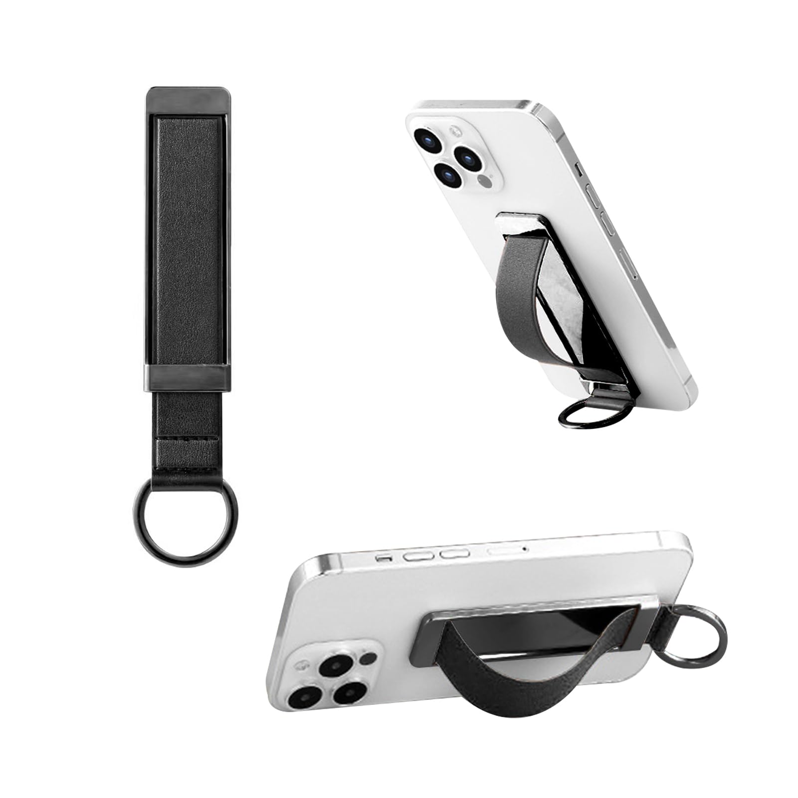 Black Phone Strap Holder - Anti-Slip Phone Grip for iPhone & Android - Secure Finger Strap for Phone Back - Perfect for Running, Gym & Daily Use