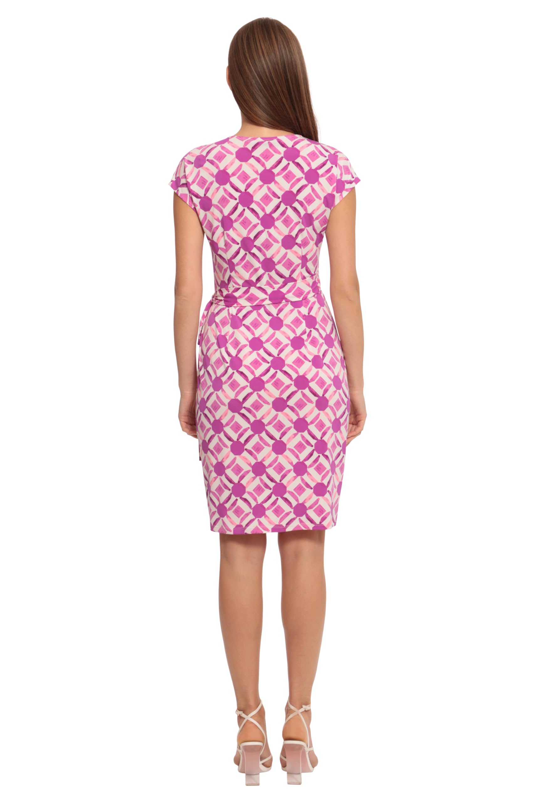 Maggy London Women's Printed Matte Jersey Wrap Dress - Flattering A-Line Silhouette for Work, Party & Special Occasions