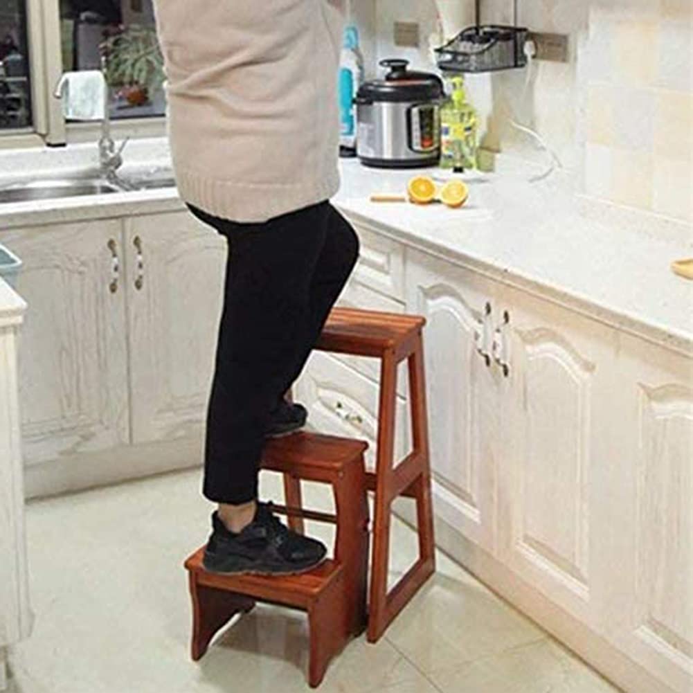 Sturdy Wooden Step Stool for Adults & Kids - Multi-Purpose Kitchen Ladder, Counter Chair, Indoor Shoe Bench & Flower Stand - Perfect for Home, Office & Gardening Use