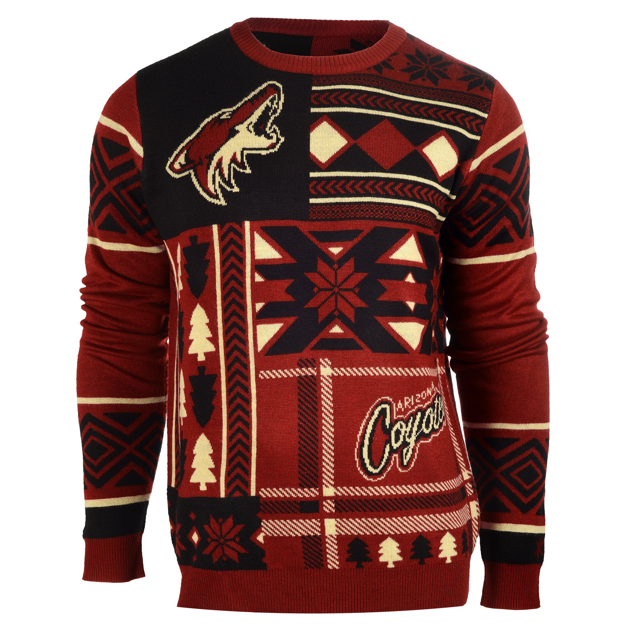 FOCO Arizona Coyotes Ugly Christmas Sweater - Crew Neck Pullover, Large Size - Perfect for Holiday Parties & NHL Games