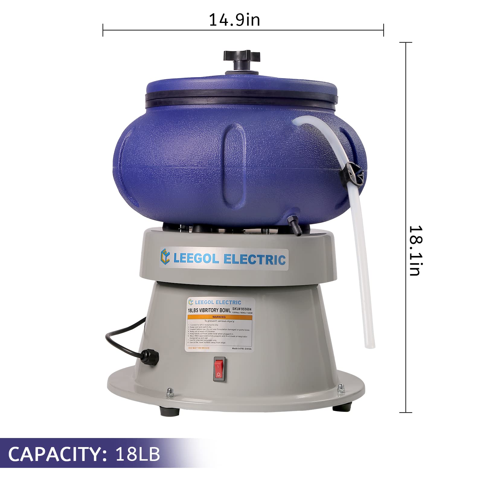 Leegol Electric 18 Lbs Vibratory Tumbler - Professional Metal Polishing Machine for Jewelry, Coins & Automotive Parts | Fast & Quiet Operation for Home Workshops & Small Businesses