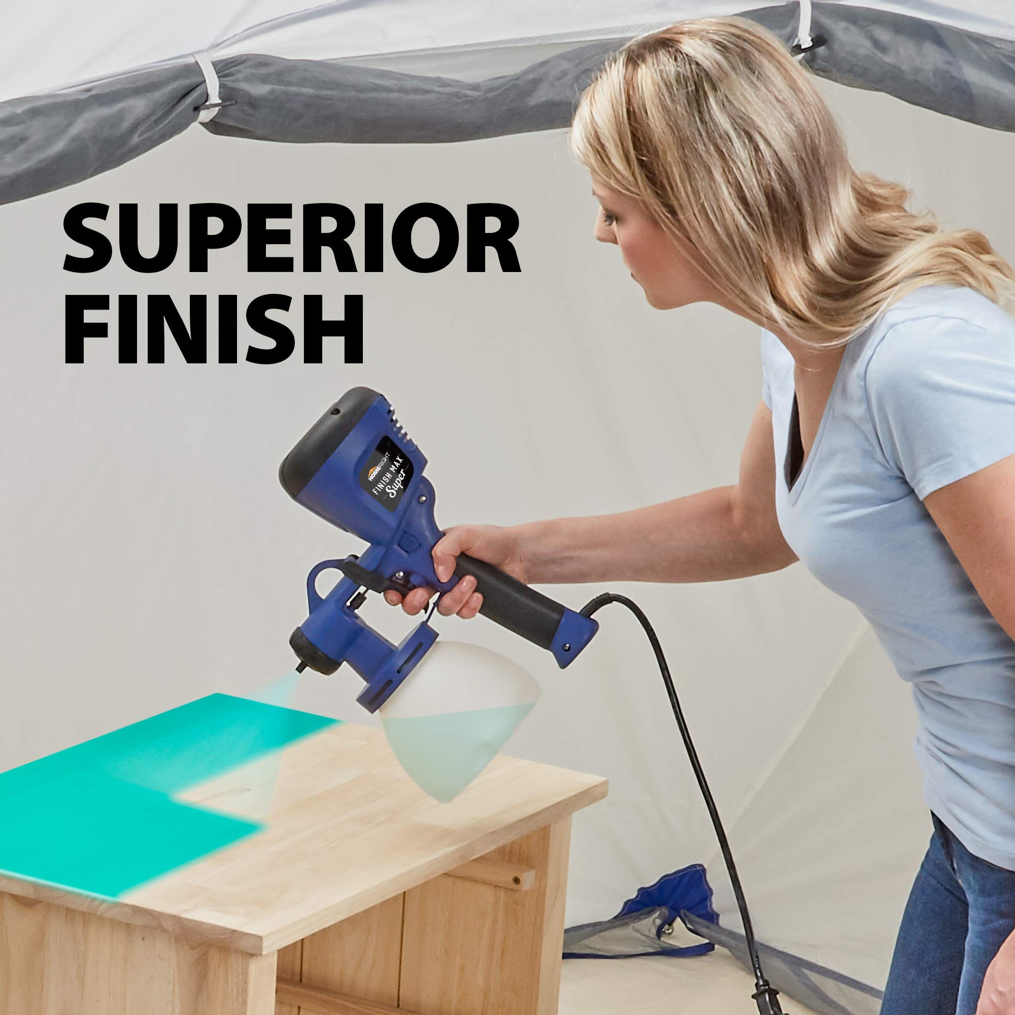 HomeRight C800971.A Super Finish Max HVLP Paint Sprayer & Wagner C900038.M Large Spray Shelter with Built-in Floor - Portable Paint Booth for DIY Projects, Furniture Refinishing, and Automotive Painting