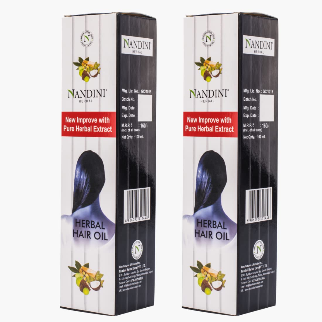 Nandini Herbal Hair Oil with Pure Herbal Extract - 100ml (Pack of 2) | Natural Hair Growth Treatment for Dry, Damaged Hair | Daily Hair Care & Scalp Nourishment