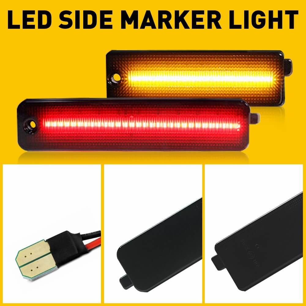 1998-2002 Pontiac Firebird LED Side Marker Lights - Smoke Shell with Front Amber & Rear Red Bulbs - High Visibility Safety Lights for Night Driving & Car Customization