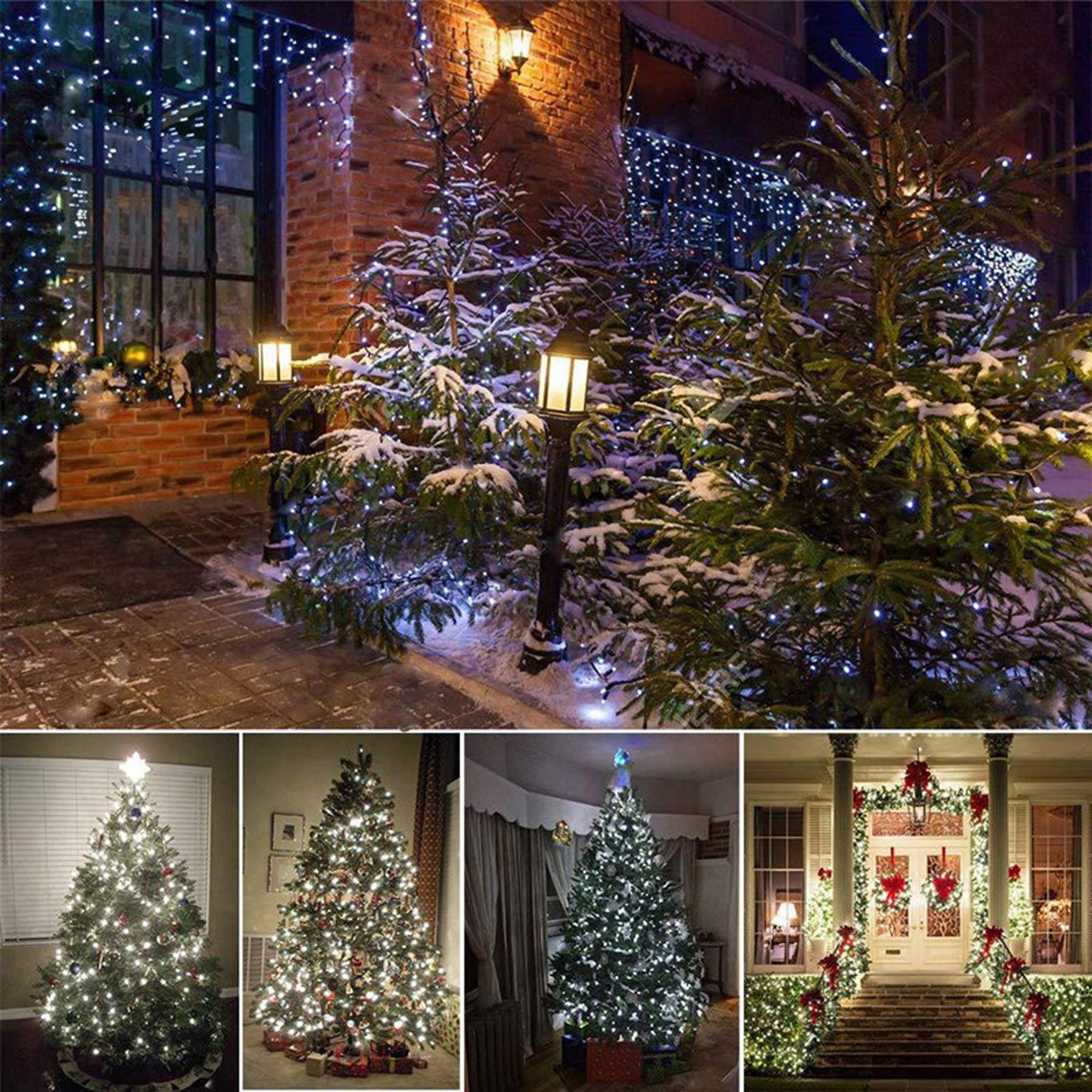 SNOMYRS 200 LED 65.6ft White Solar Fairy Lights Outdoor Waterproof - 8 Lighting Modes Solar String Lights for Backyard, Garden, Wedding, Party, Tree & Fence Decoration (Pure White) - Perfect for Patio, Christmas, Halloween & Outdoor Events