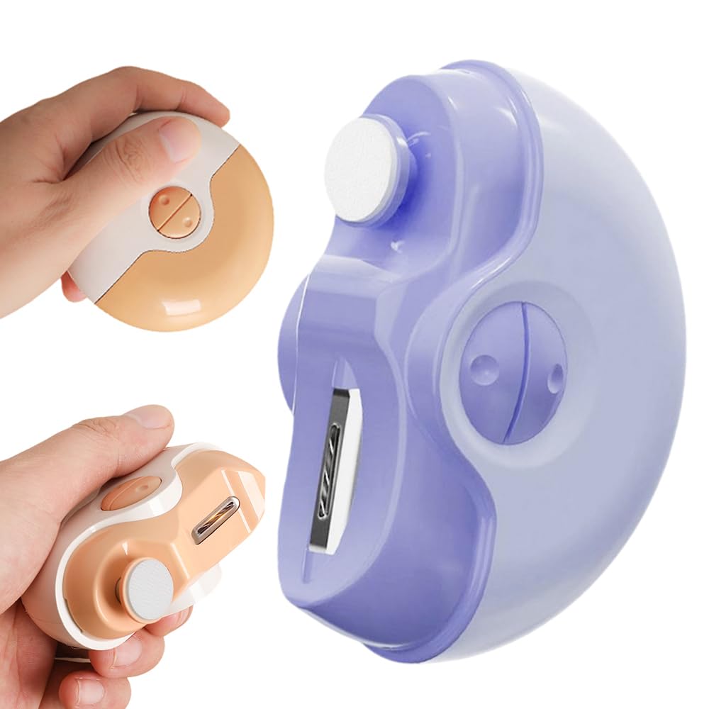 2 in 1 Electric Nail Clipper & Polisher - Automatic Nail Trimmer with 2 Adjustable Speeds for Seniors, Kids & Adults - Painless Toenail & Fingernail Care - Perfect for Home, Travel & Salon Use (Purple)