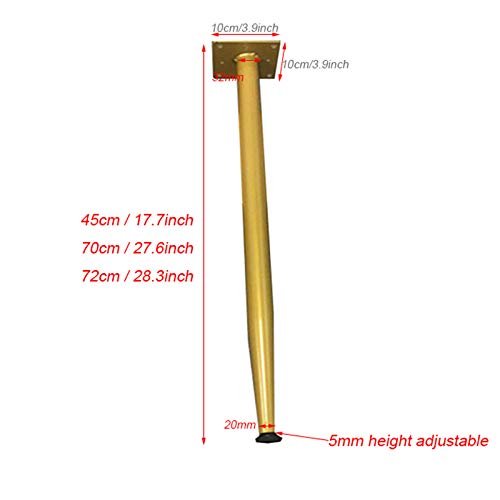 Golden Table Legs 18/27.6/28 Inch - Heavy Duty Straight Furniture Replacement Legs for Coffee Tables, Desks, DIY Workbenches - Set of 4 - Perfect for Home Office, Living Room & Workshop Furniture Upgrade