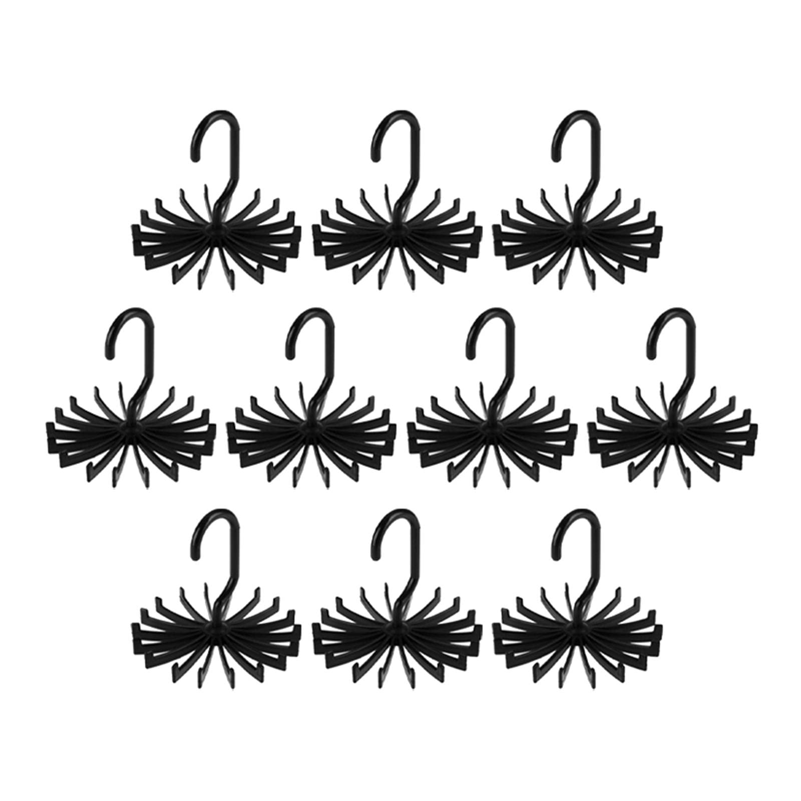 10-Pack Adjustable Rotating 18-Hook Necktie Scarf Belt Hanger - Space Saving Closet Organizer for Bedroom, Office & Travel (Black) - Perfect for Ties, Scarves, Belts & Accessories Storage