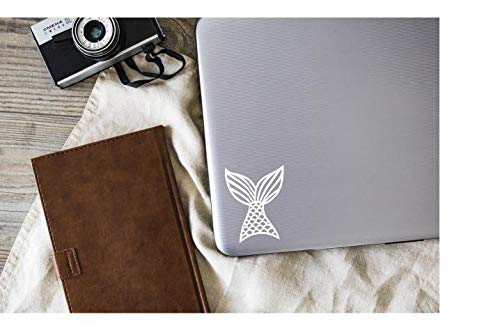 Mermaid Tail Vinyl Decal - White 3.7x4.75 Inch - Made in USA by Foxtail Decals - Waterproof Sticker for Car Windows, Laptops, Tablets, Water Bottles - Perfect for DIY Crafts, Home Decor & Personalizing Accessories