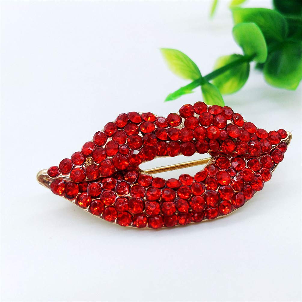 KYMLL Rhinestone Lip Brooch Pin - Elegant Jewelry Gift for Women, Fashion Accessory for Jackets, Hats & Bags - Perfect for Parties, Weddings & Special Occasions