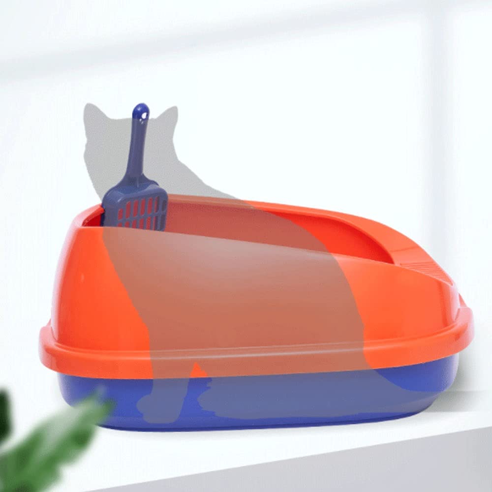 Large Semi-Enclosed Cat Litter Box with Splash-Proof Design & Scoop - Perfect for Kittens & Adult Cats - Ideal for Home, Apartment & Multi-Cat Households