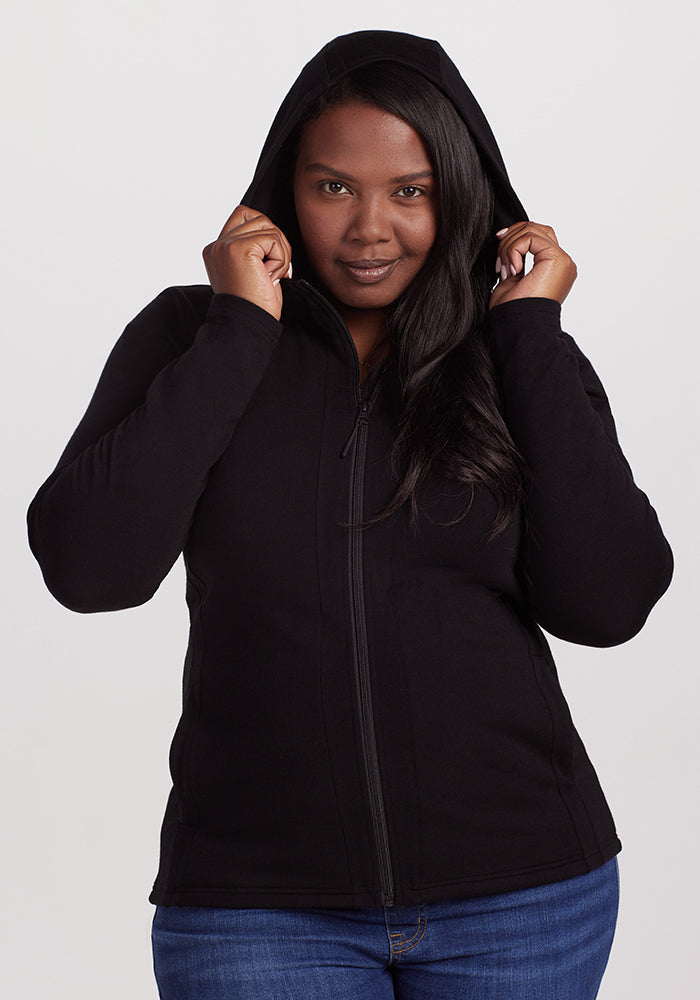 Zoey Zip Up Hoodie for Women - Stylish Black Pullover Jacket for Casual Wear, Gym, and Outdoor Activities