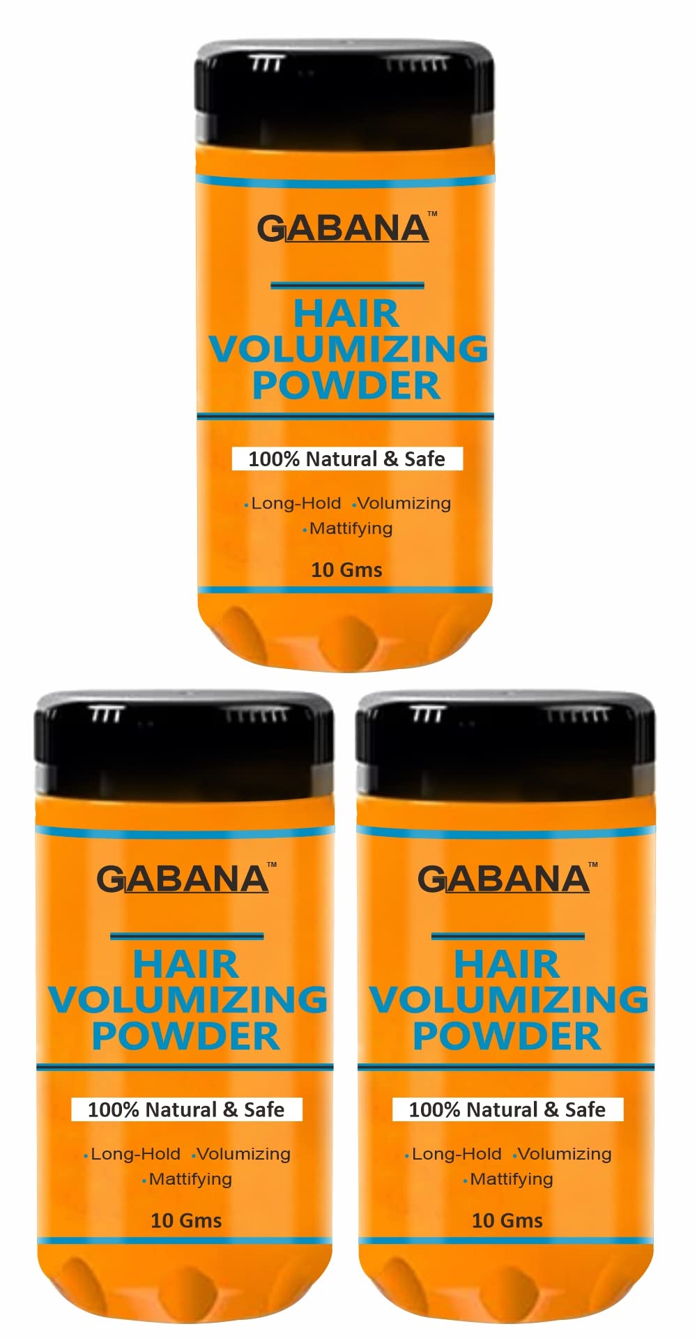 GABANA Natural Hair Volumizing Powder for Men - 3 Pack (10g Each) | All-Natural, Zero Toxin Hair Styling & Texturizing Powder for Thicker, Fuller Hair | Perfect for Daily Styling, Special Occasions & Professional Looks