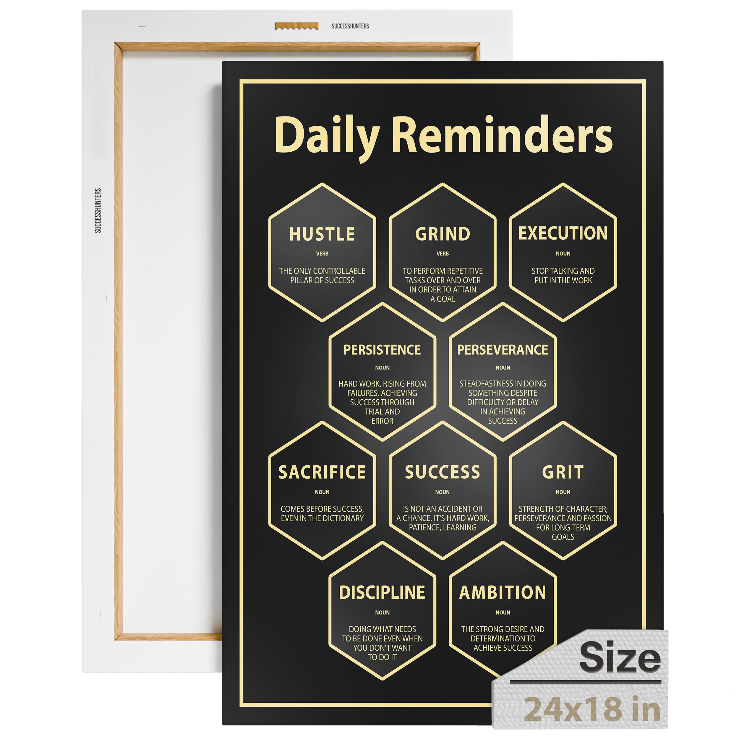 Daily Reminders Inspirational Wall Art Decor – Handcrafted Motivational Canvas Print (24
