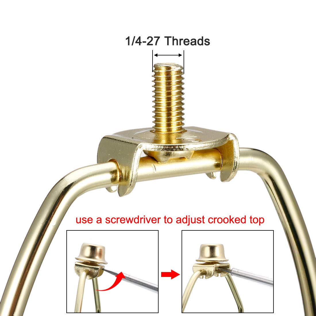 uxcell 7 Inch Polished Brass Lamp Harp Finial Holder Set (2Pcs) - Decorative Replacement Parts for Table & Floor Lamps - Perfect for Living Room, Bedroom, and Office Lighting