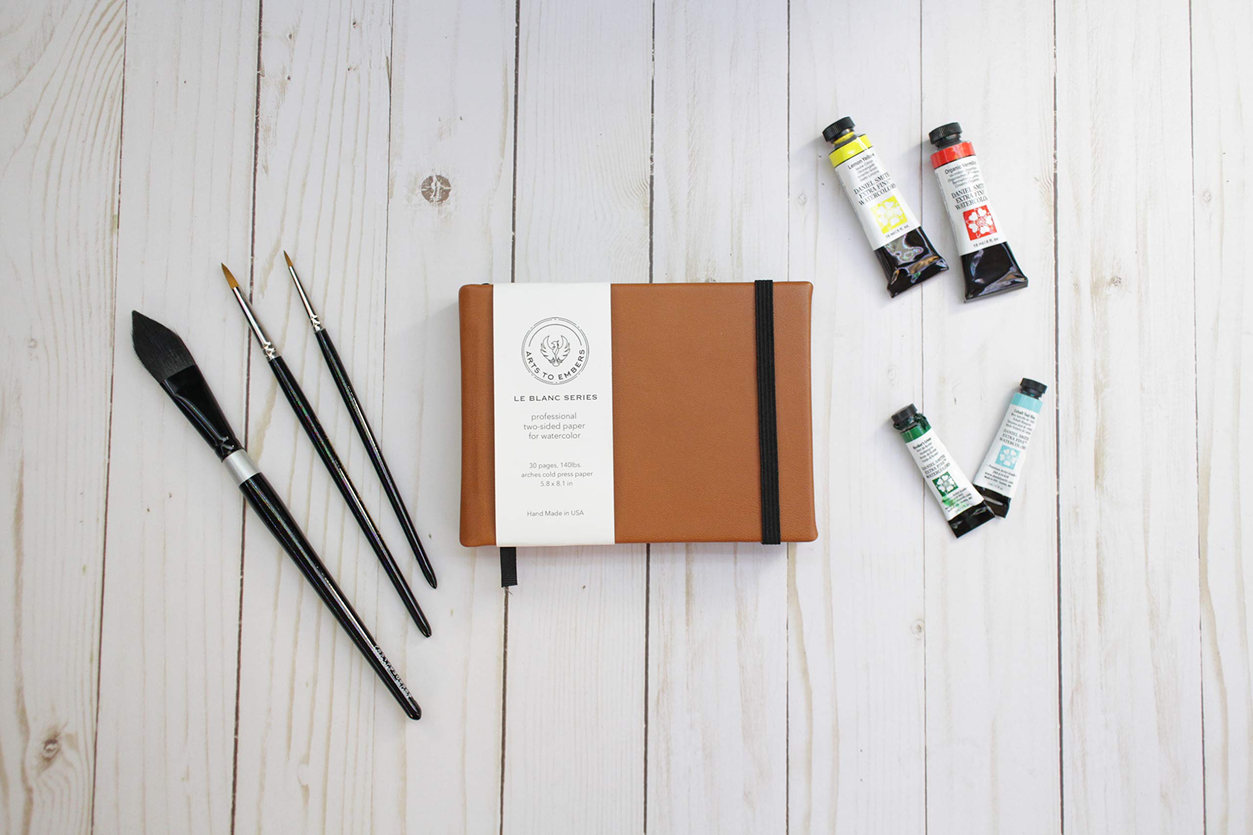 Premium A6 Leather Sketchbook - Brown Cognac Watercolor Journal for Artists & Travelers, Perfect Gift for Sketching, Painting & Note-Taking