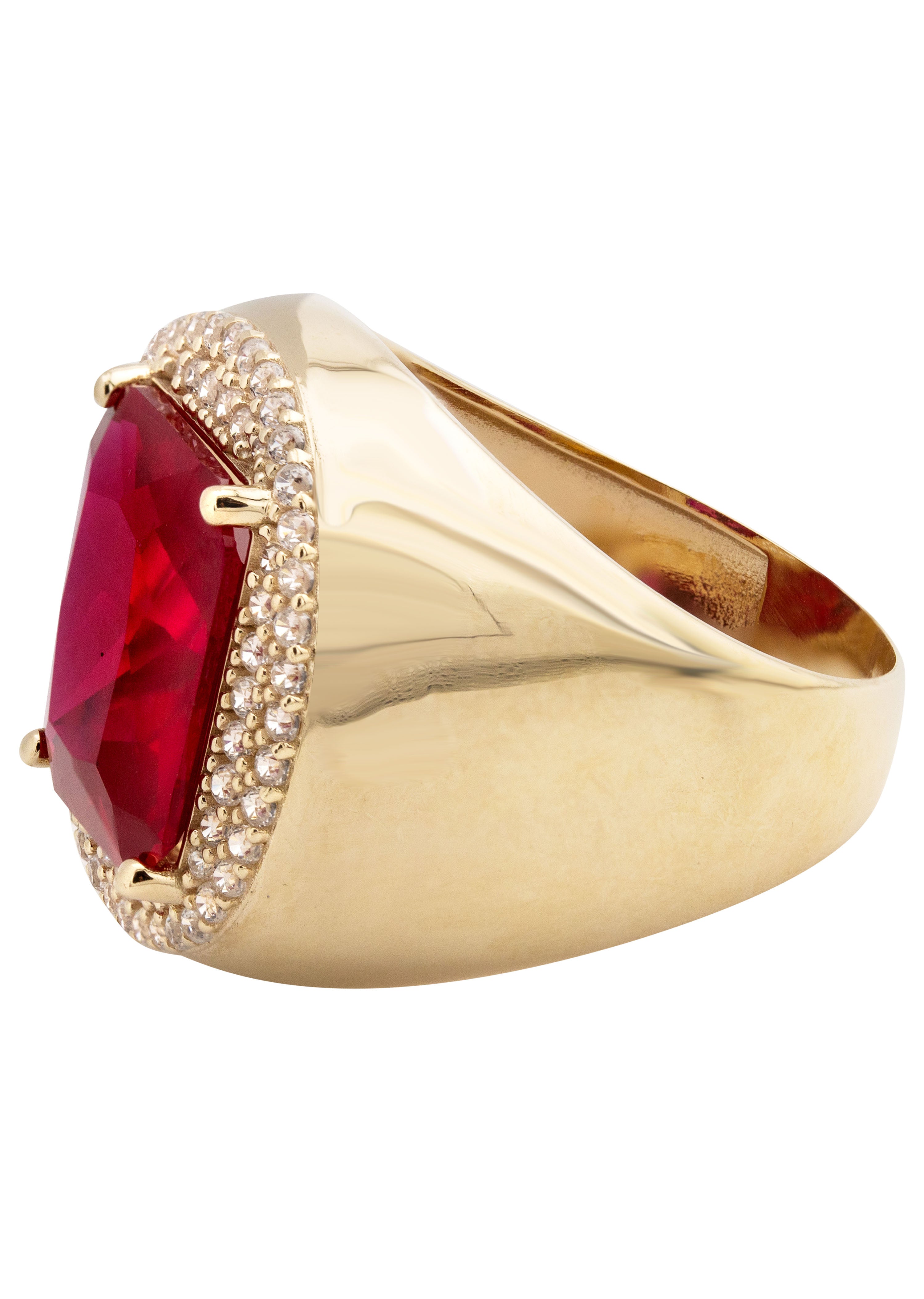10K Gold CZ Ruby Ring for Men - 7.3 Grams Heavyweight Statement Piece | Perfect for Weddings, Anniversaries & Gifts