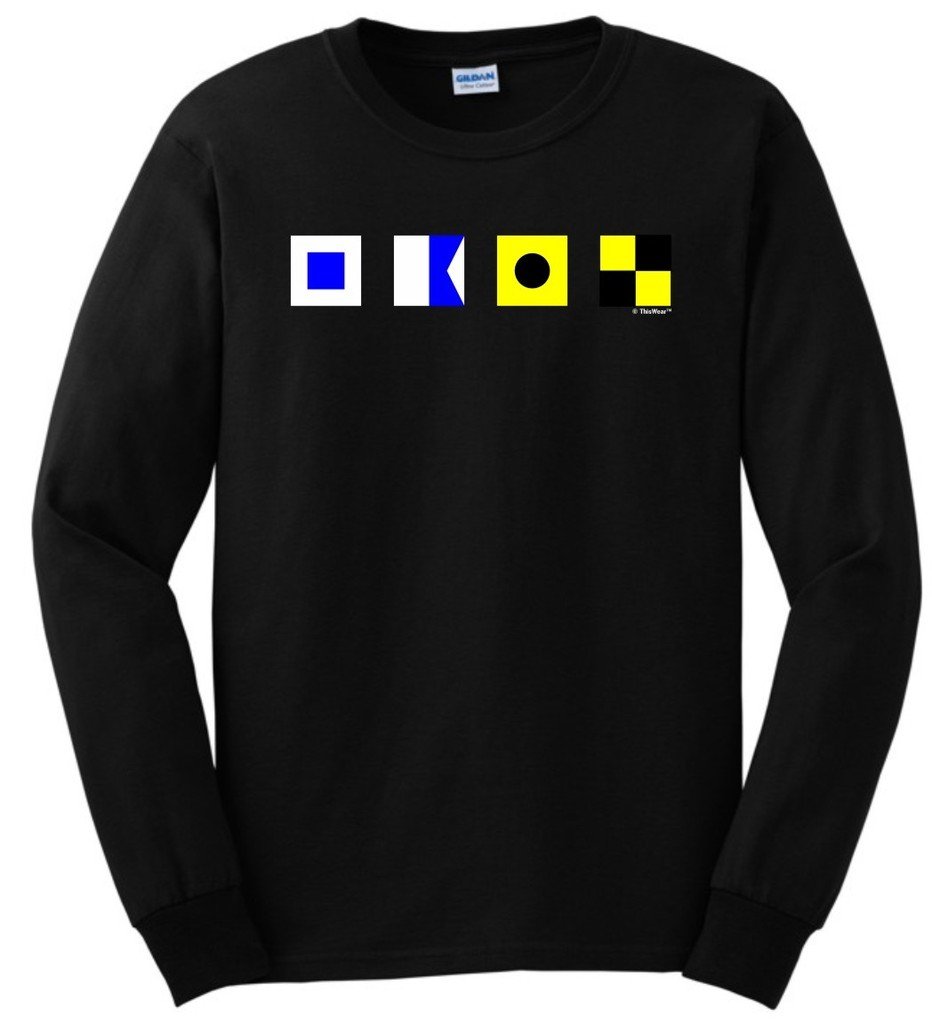 ThisWear Nautical Flag Long Sleeve T-Shirt - Preppy Sailing Gift for Men & Women - Perfect for Boating, Yachting, and Coastal Fashion