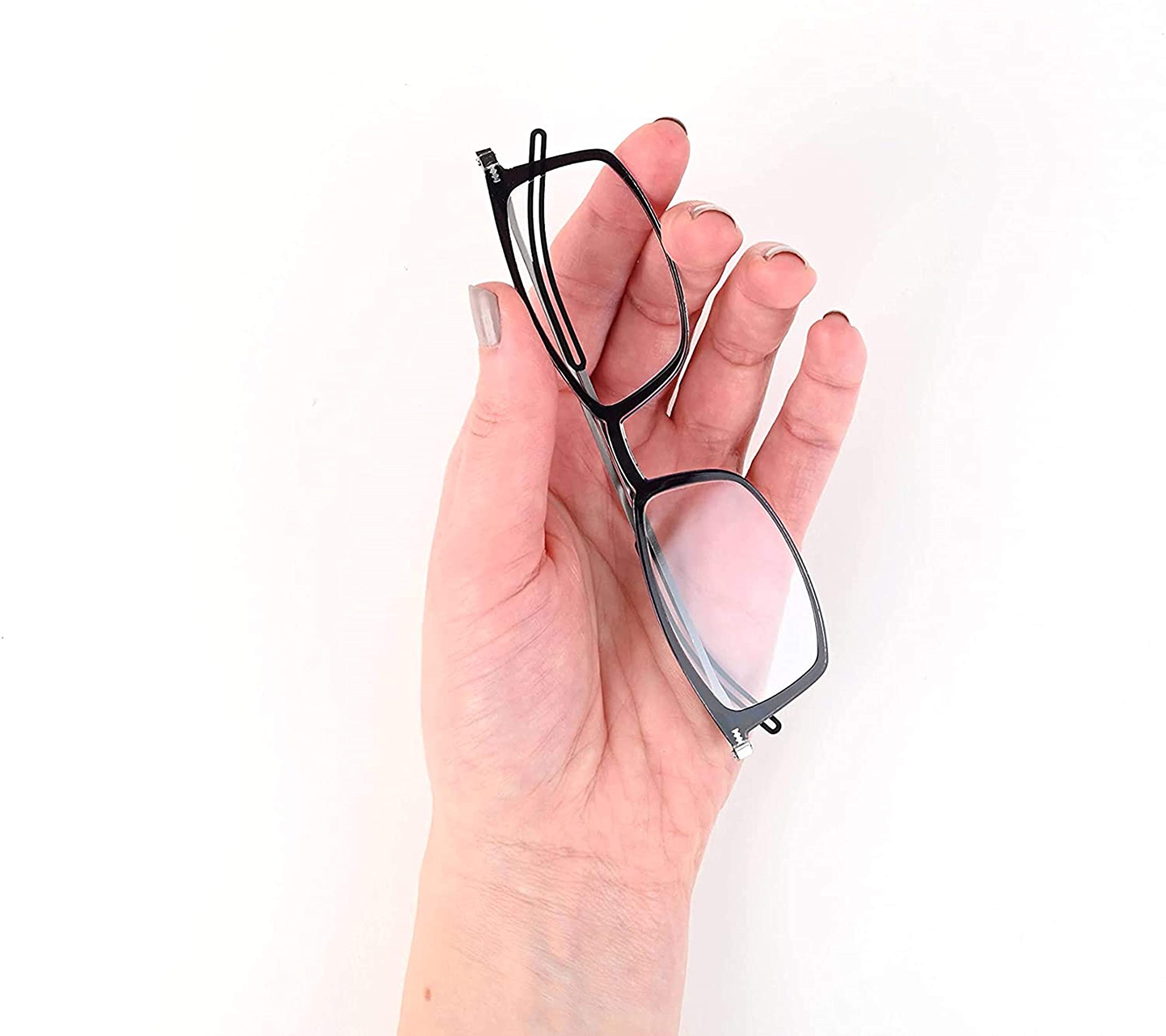 ThinOptics Blue Light Blocking Reading Glasses for Computer Use - Frontpage Style with Premium Milano Aluminum Case - Perfect for Office Work, Gaming & Digital Eye Strain Relief