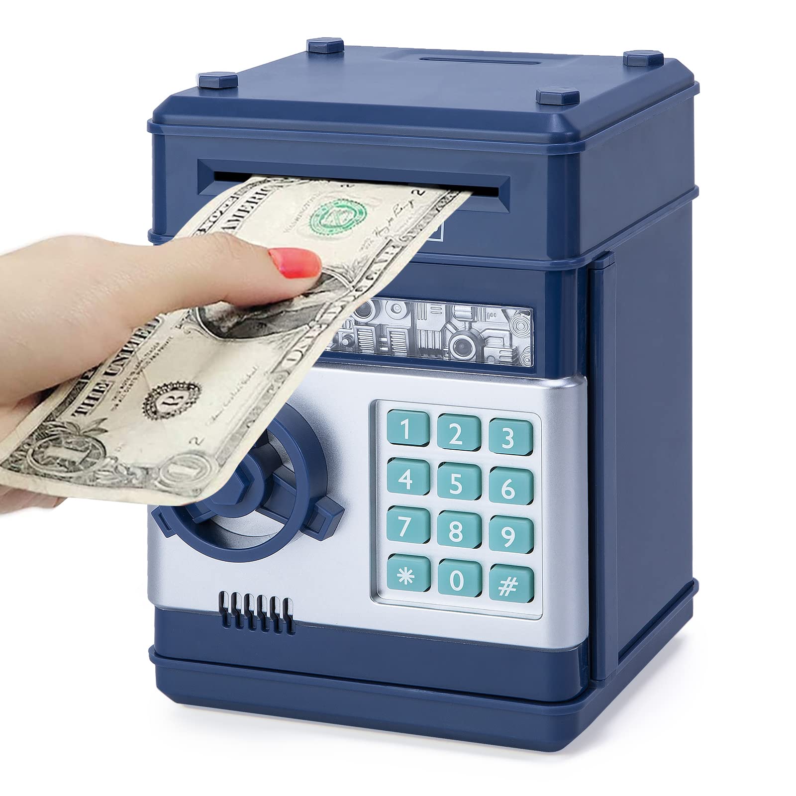 Refasy Electronic Piggy Bank with ATM Function - Digital Coin Money Bank for Kids Ages 3-12, Money Saving Box with Cash Slot - Fun Financial Learning Toy Gift for Boys & Girls (Birthday, Christmas, Allowance Teaching) - Perfect for Home, Classroom & Playroom Money Management Practice