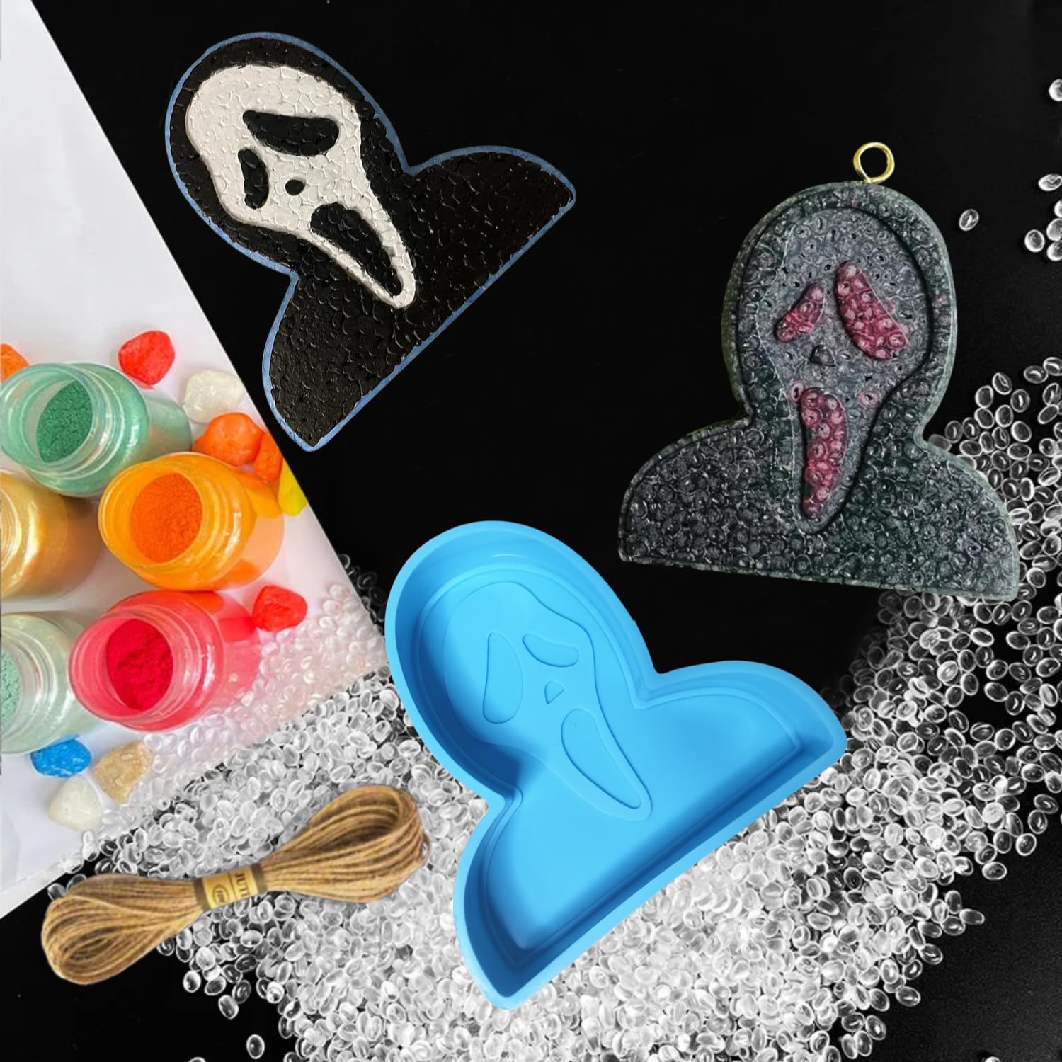 Halloween Silicone Freshies Mold - Scream Ghost Aroma Bead Car Air Freshener Kit for DIY Car & Home Decor - Perfect for Halloween Parties, Gifts & Seasonal Decorations