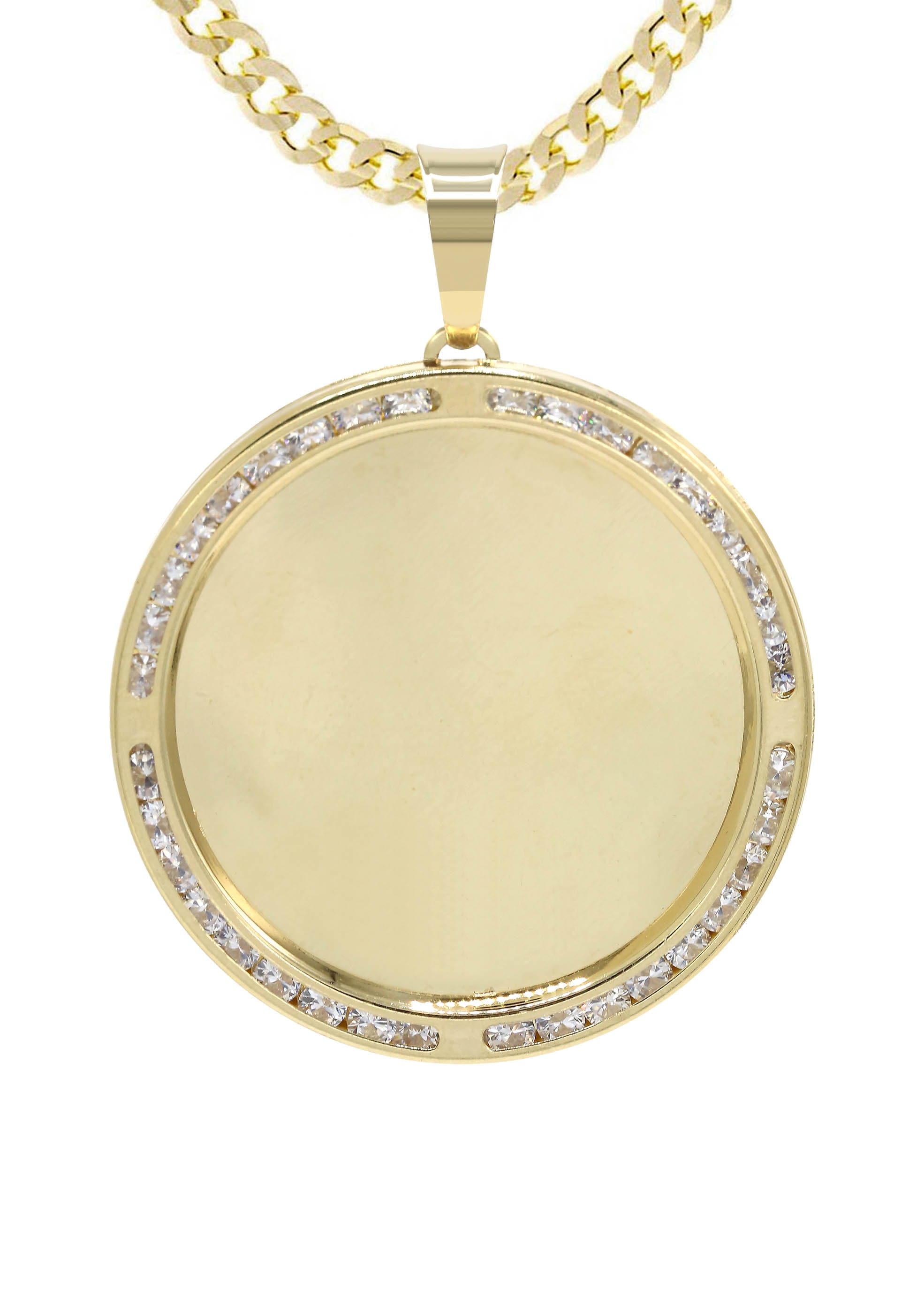 10K Yellow Gold CZ Picture Pendant Necklace for Women - 14 Grams | Elegant Photo Locket Jewelry Gift for Mom, Wife, Girlfriend | Perfect for Birthdays, Anniversaries & Special Occasions