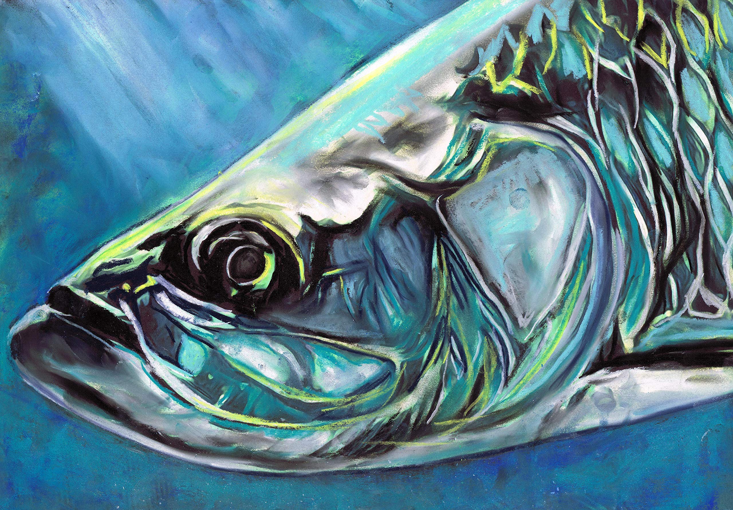 Vibrant Tarpon Fishing Art Print - Modern Blue Tarpon Painting, Hand-Signed by Jack Tarpon | Colorful Silver King Wall Decor for Home, Office & Fishing Lodge | Perfect Gift for Anglers & Coastal Decor