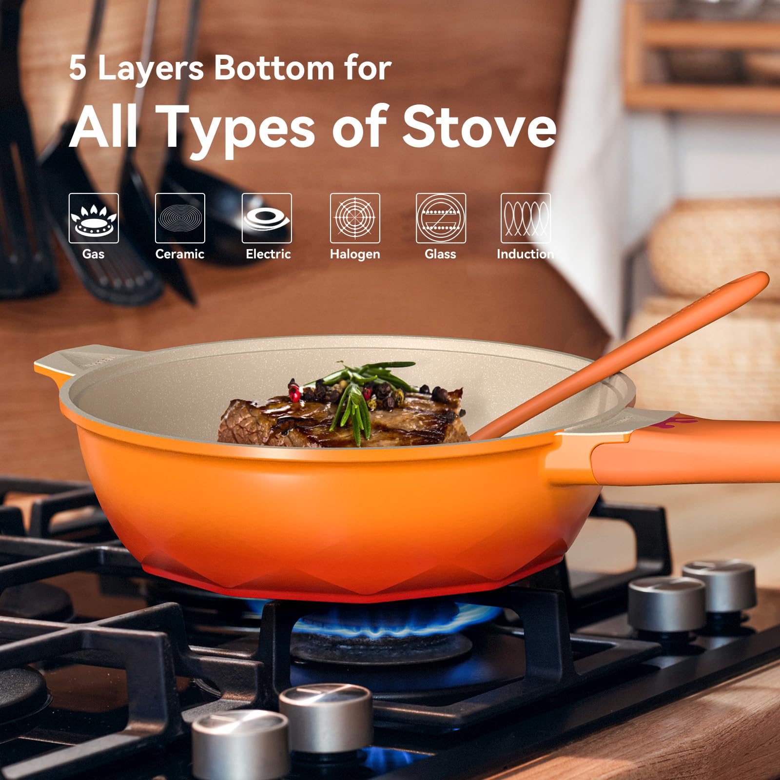 TIBORANG 8-in-1 Nonstick Frying Pan Set - 11
