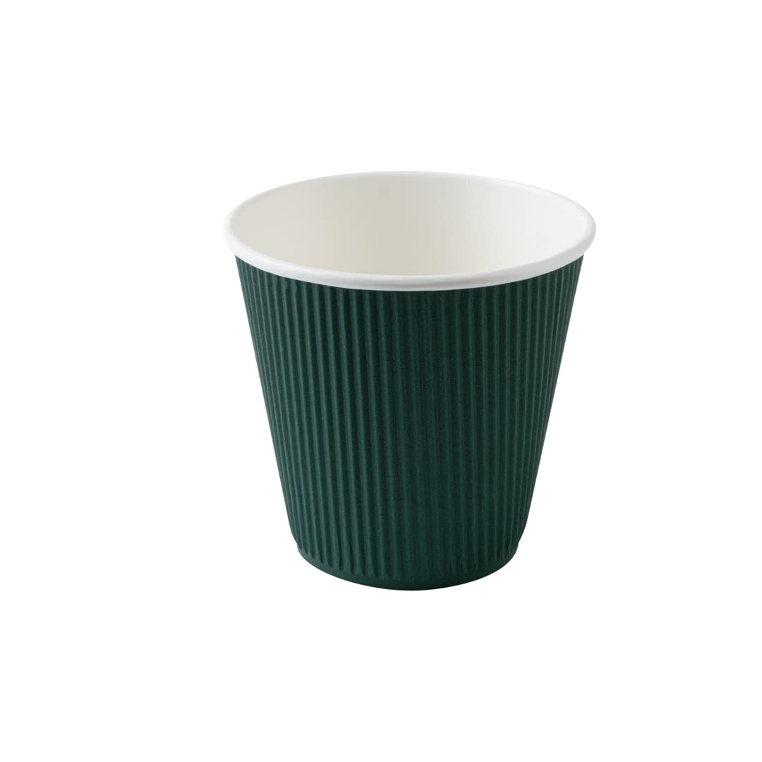 8oz Insulated Coffee Cups with Lids - 400 Pack Leakproof Ripple Wall Hot Cups | Eco-Friendly Disposable Paper Cups for Coffee, Tea, Hot Chocolate & Lattes | Perfect for Cafes, Offices & Home Use