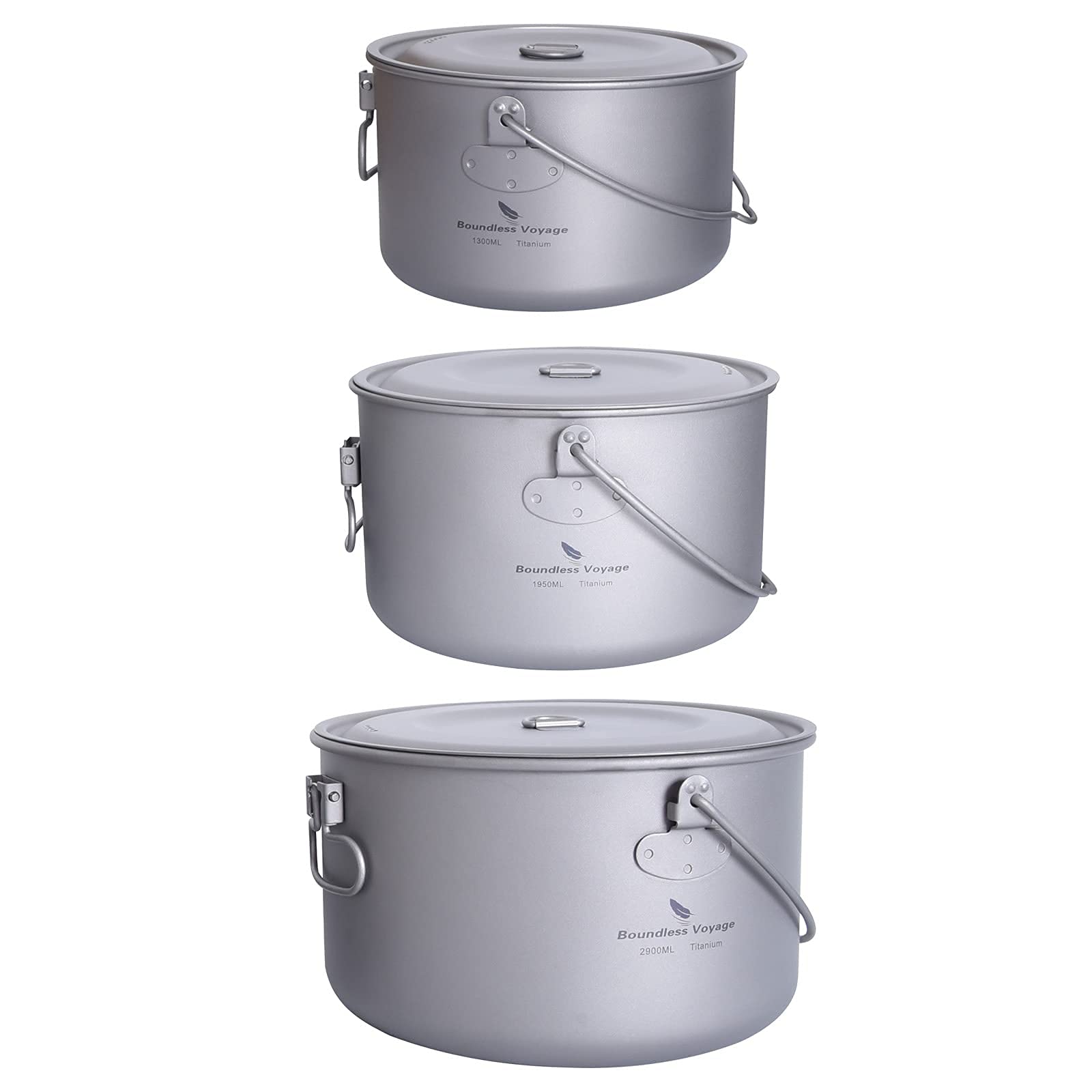 iBasingo Titanium Camping Pot with Lid - Ultralight Folding Handle Cookware for Backpacking, Hiking, Picnic & Outdoor Adventures | A-Ti2056C | Perfect for Boiling Water, Cooking Meals & Storing Food in the Wilderness
