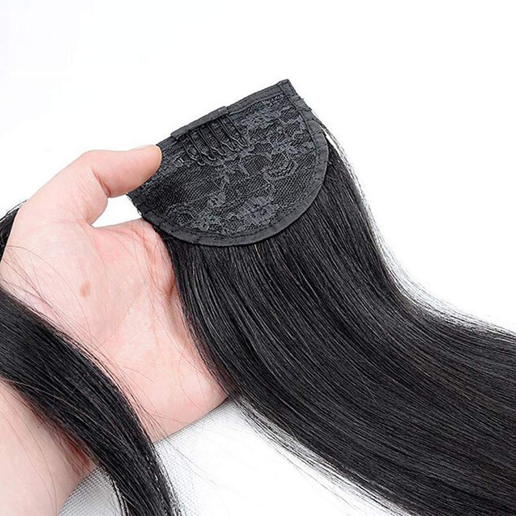 Remy Human Hair Straight Long Ponytail Extensions - 20'' Clip-in Wrap Around Ponytail for Women (80g, 10#) - Perfect for Parties, Weddings & Daily Styling